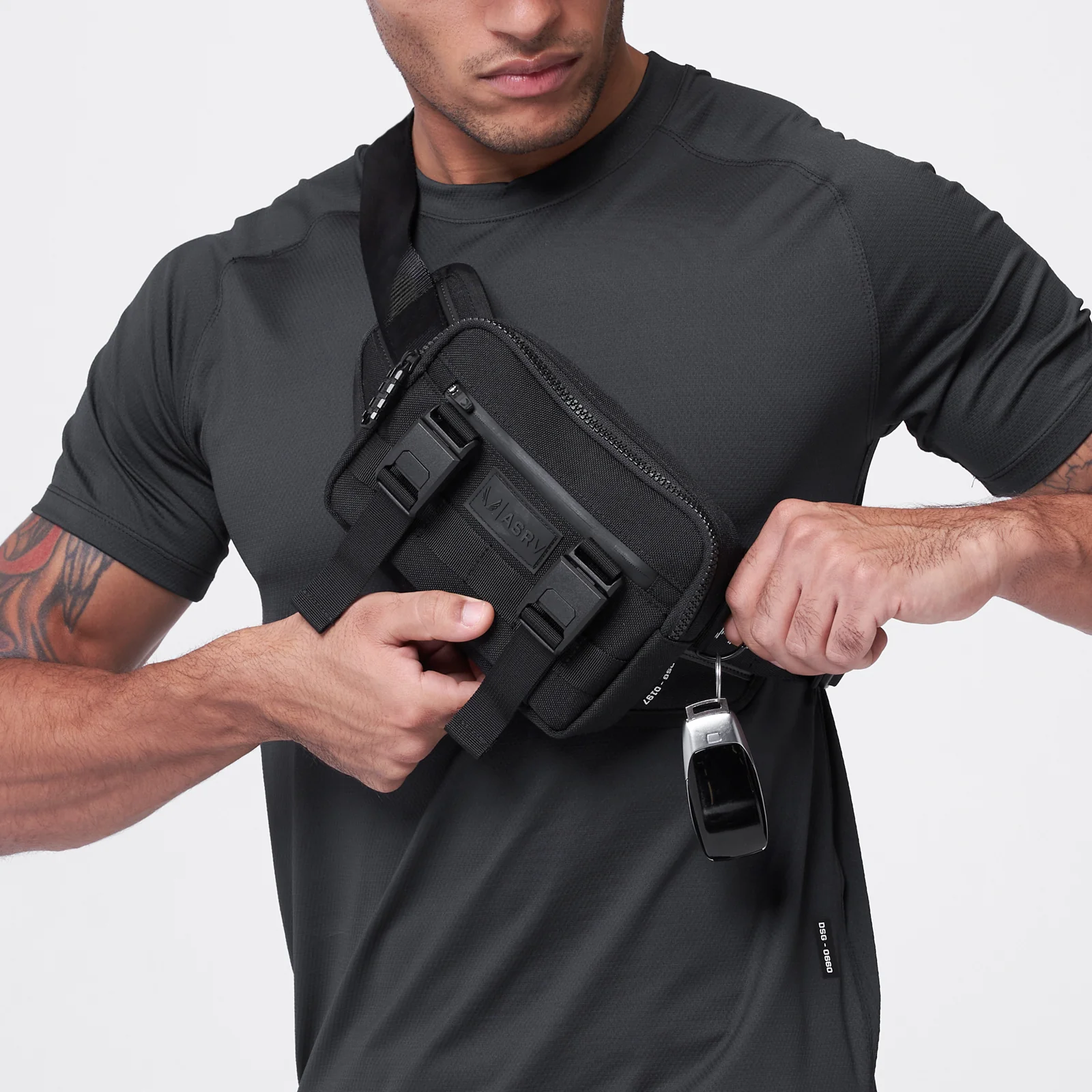 0197. Waterproof Cordura® Small Crossbody Bag - Black/Black - Image 4