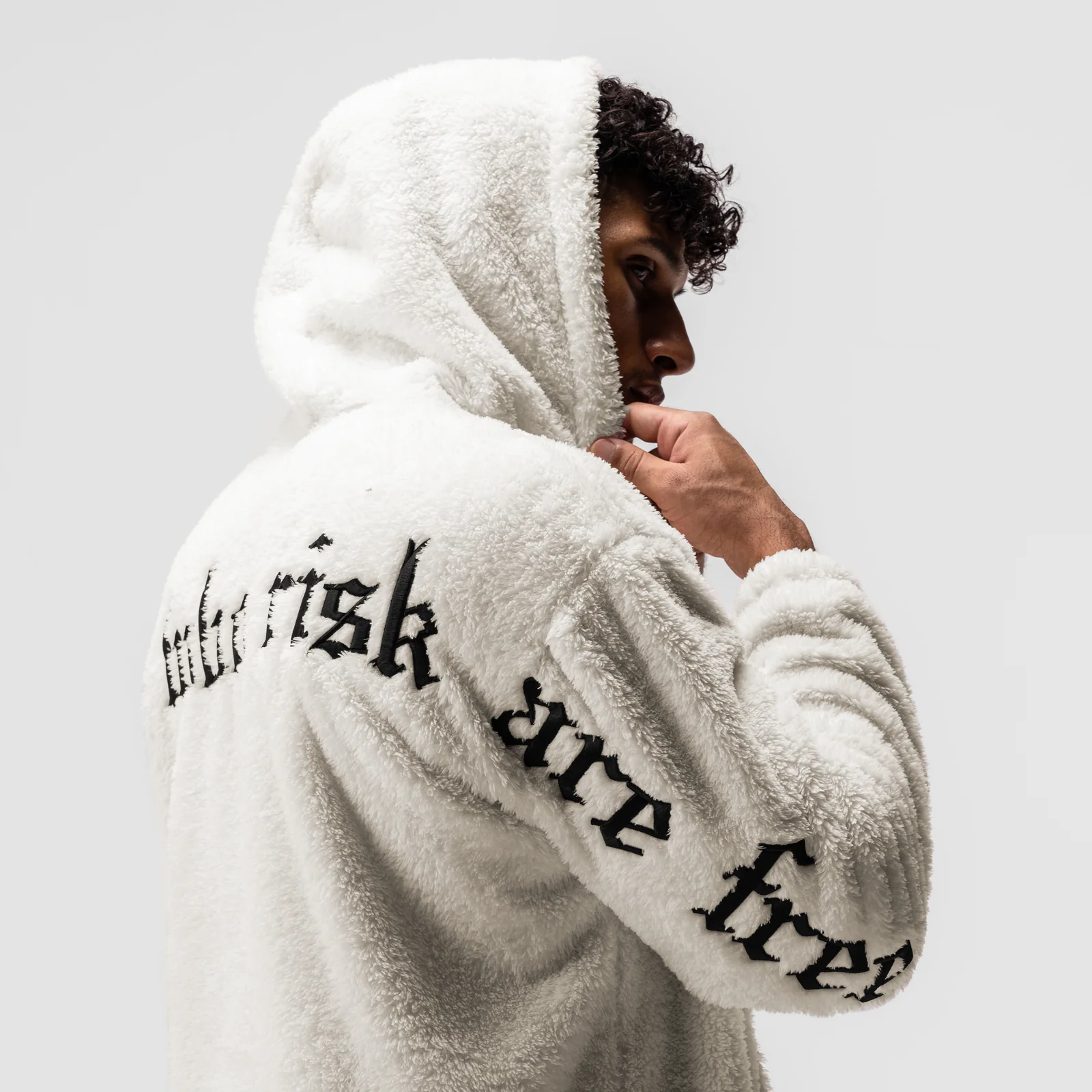 0553. Sherpa Recovery Hoodie - Ivory Cream/Black - Image 4