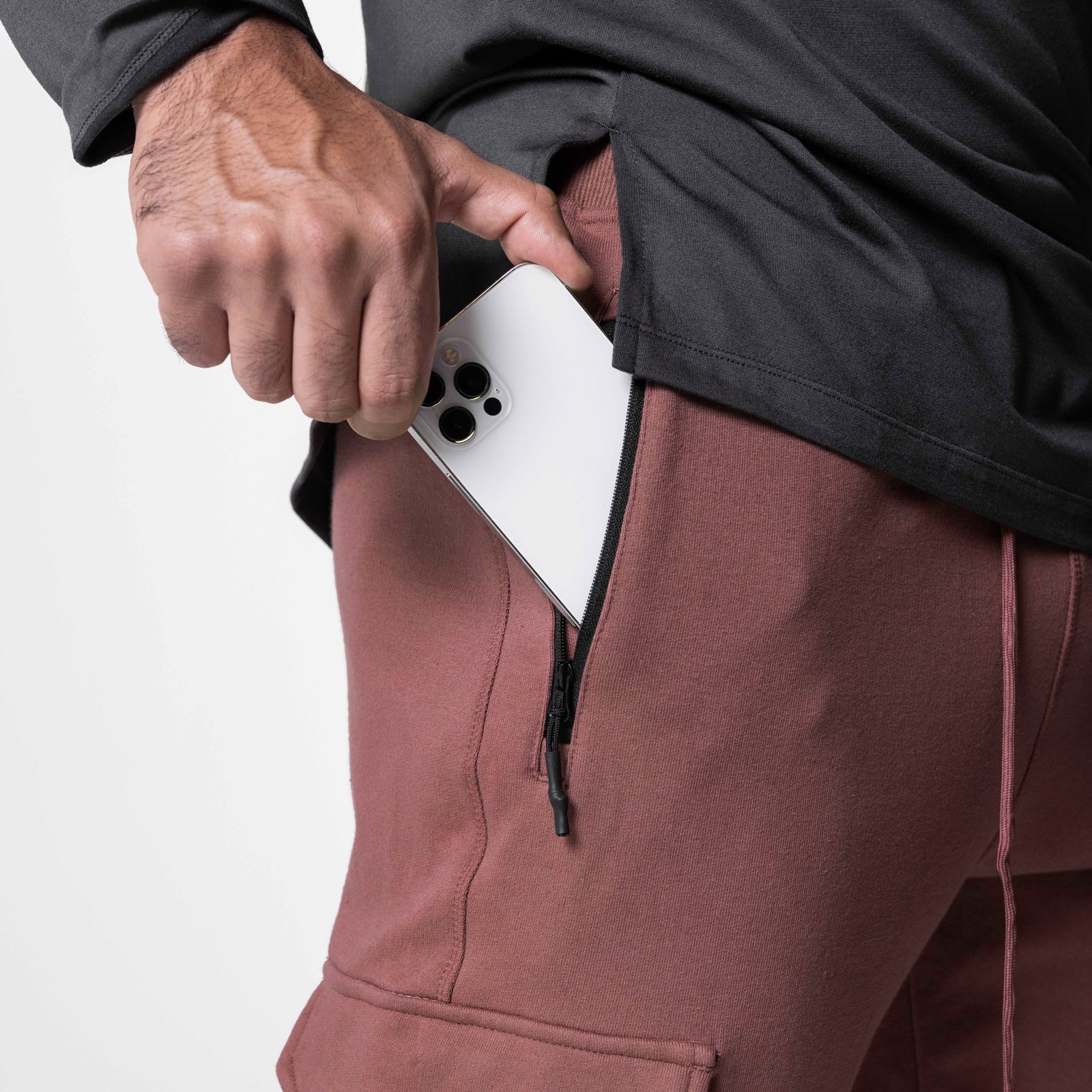 0654. Tech-Terry™ Cargo High Rib Jogger - Red Earth - Image 6