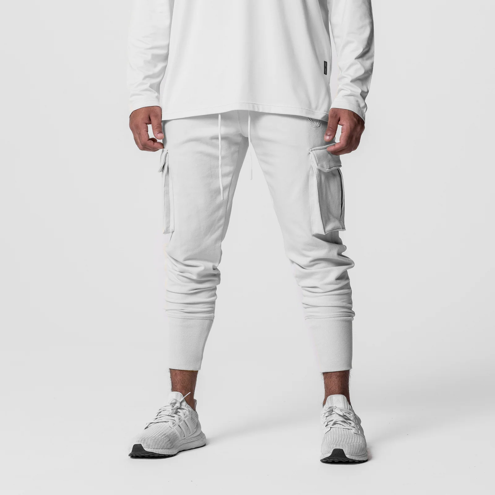 0654. Tech-Terry™ Cargo High Rib Jogger - White - Image 2