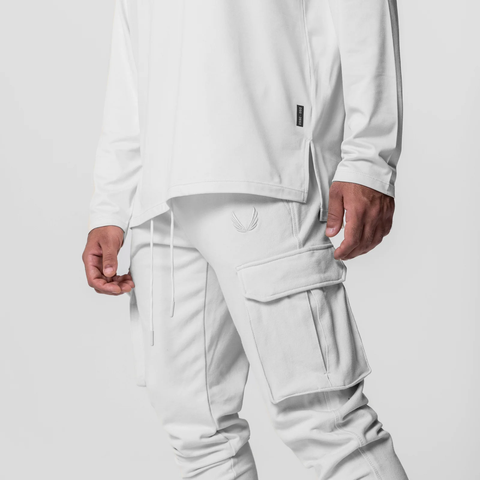 0654. Tech-Terry™ Cargo High Rib Jogger - White - Image 3