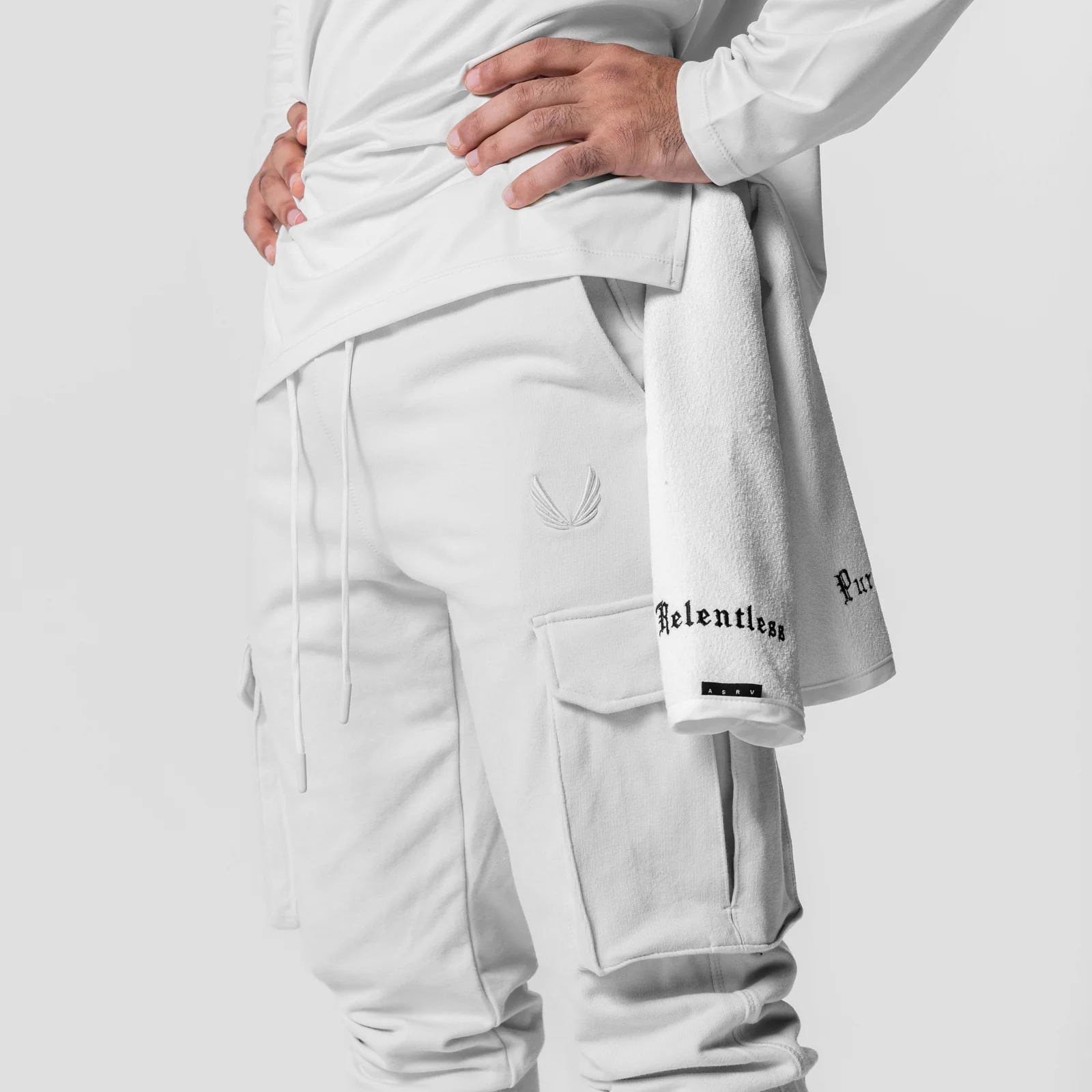 0654. Tech-Terry™ Cargo High Rib Jogger - White - Image 6