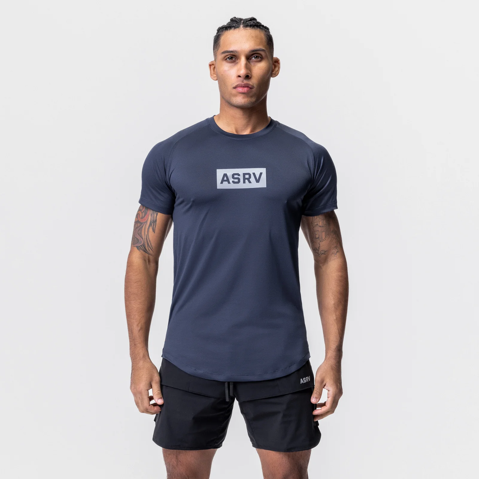0660. AeroSilver® Established Tee - Navy "Box Logo" - Image 2