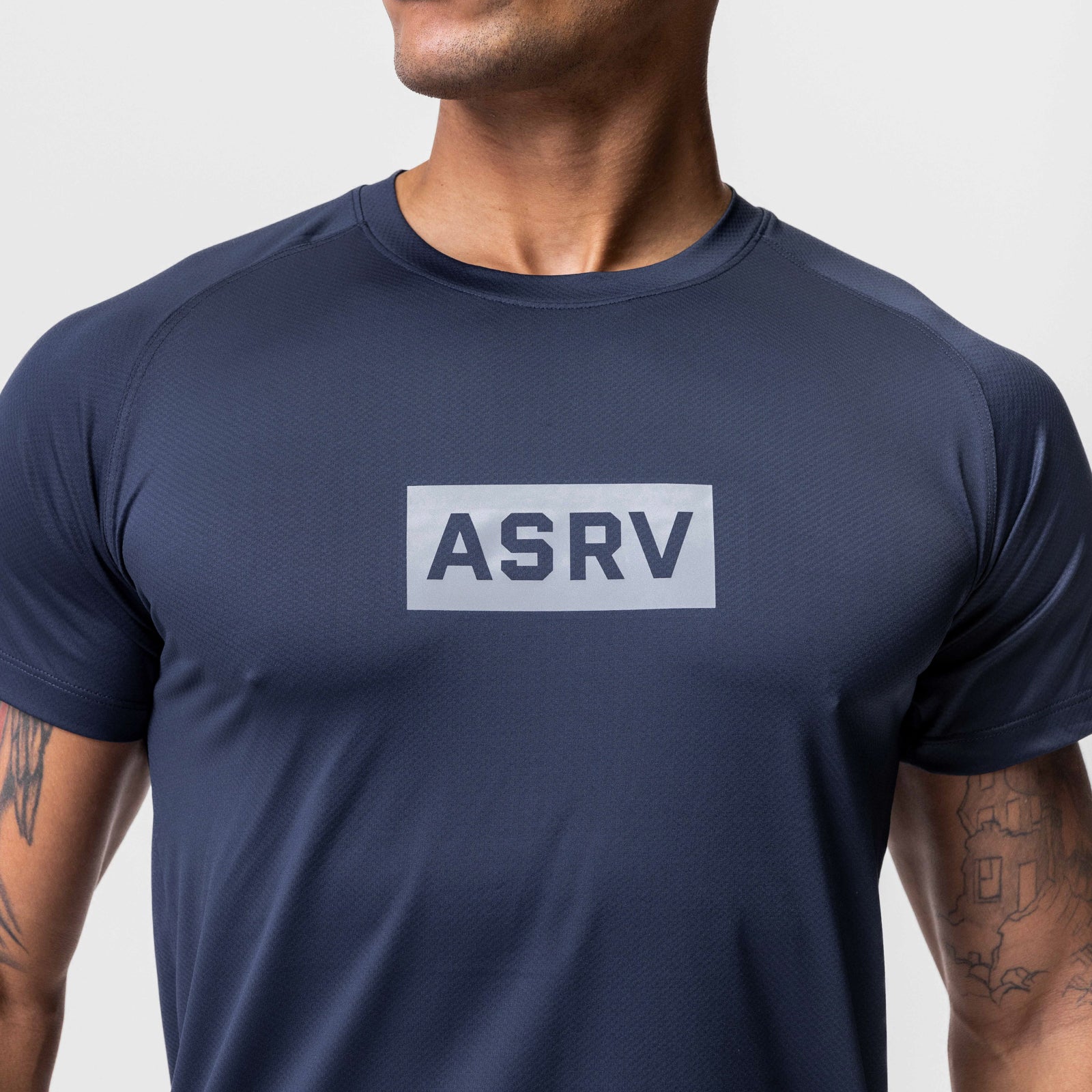 0660. AeroSilver® Established Tee - Navy "Box Logo" - Image 4