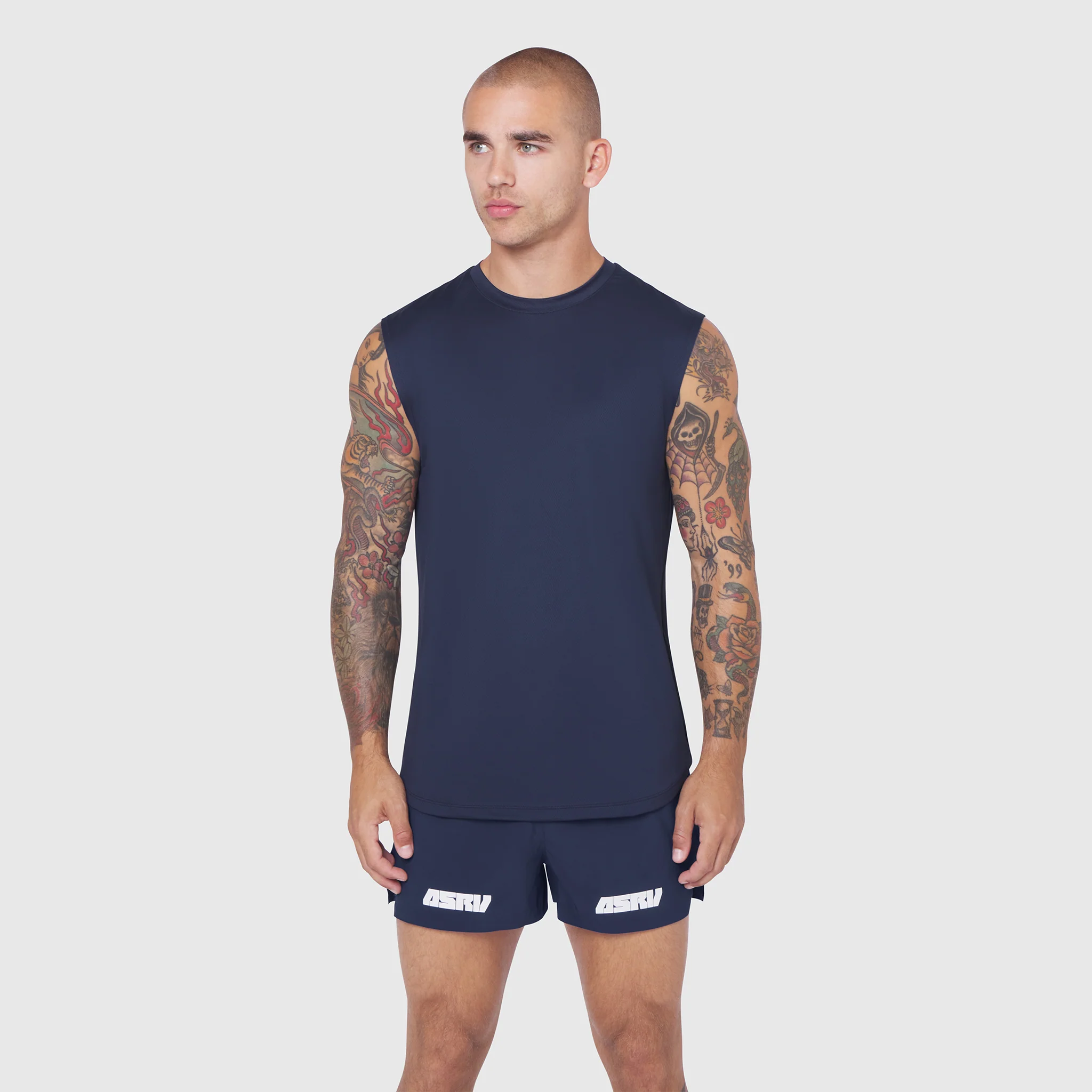 0757. AeroSilver® Cutoff Tank - Navy - Image 5