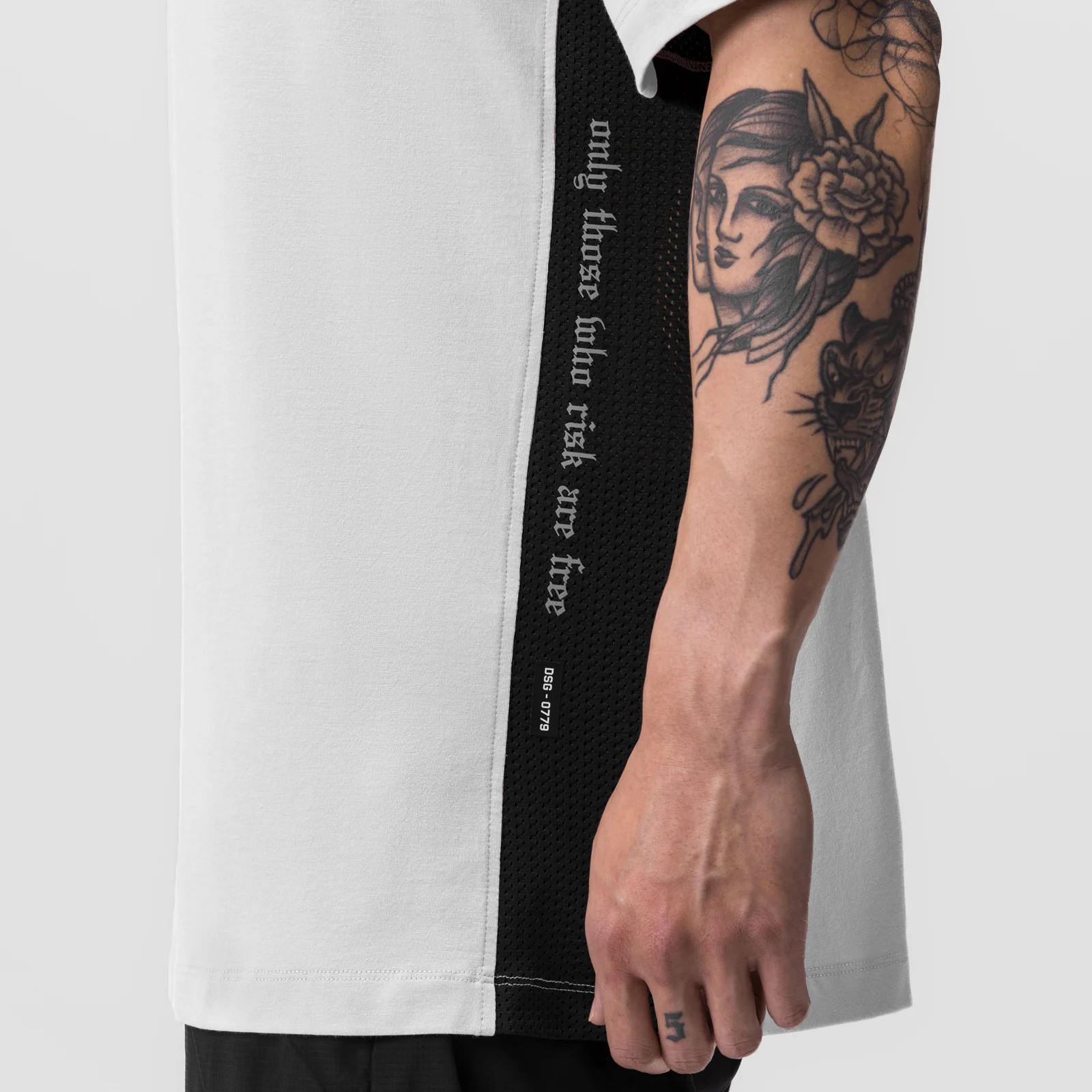 0779. Supima® Mesh Panel Oversized Tee - White - Image 4