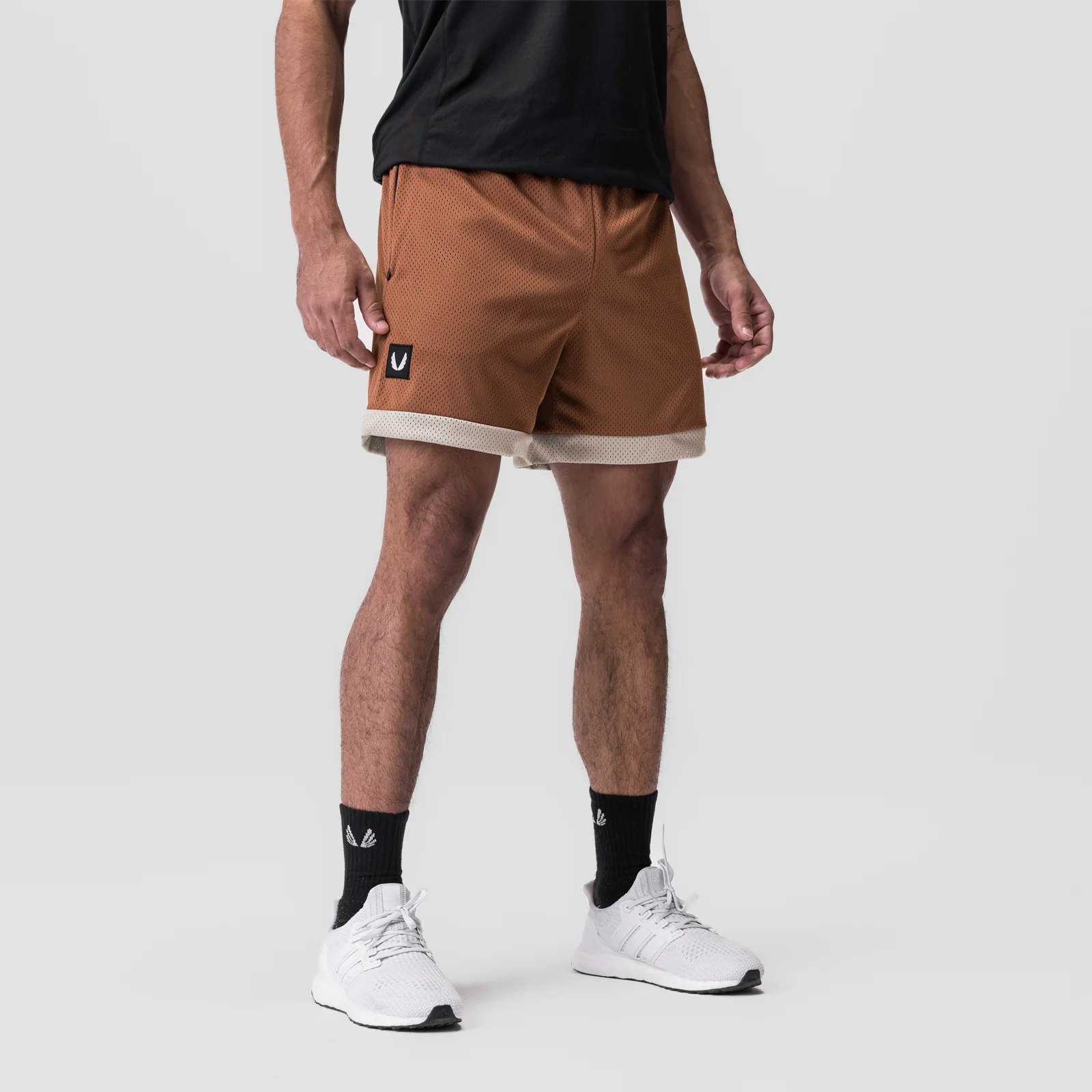0795. SilverPlus™ Mesh Reversible Short - Rust/Beige - Image 3