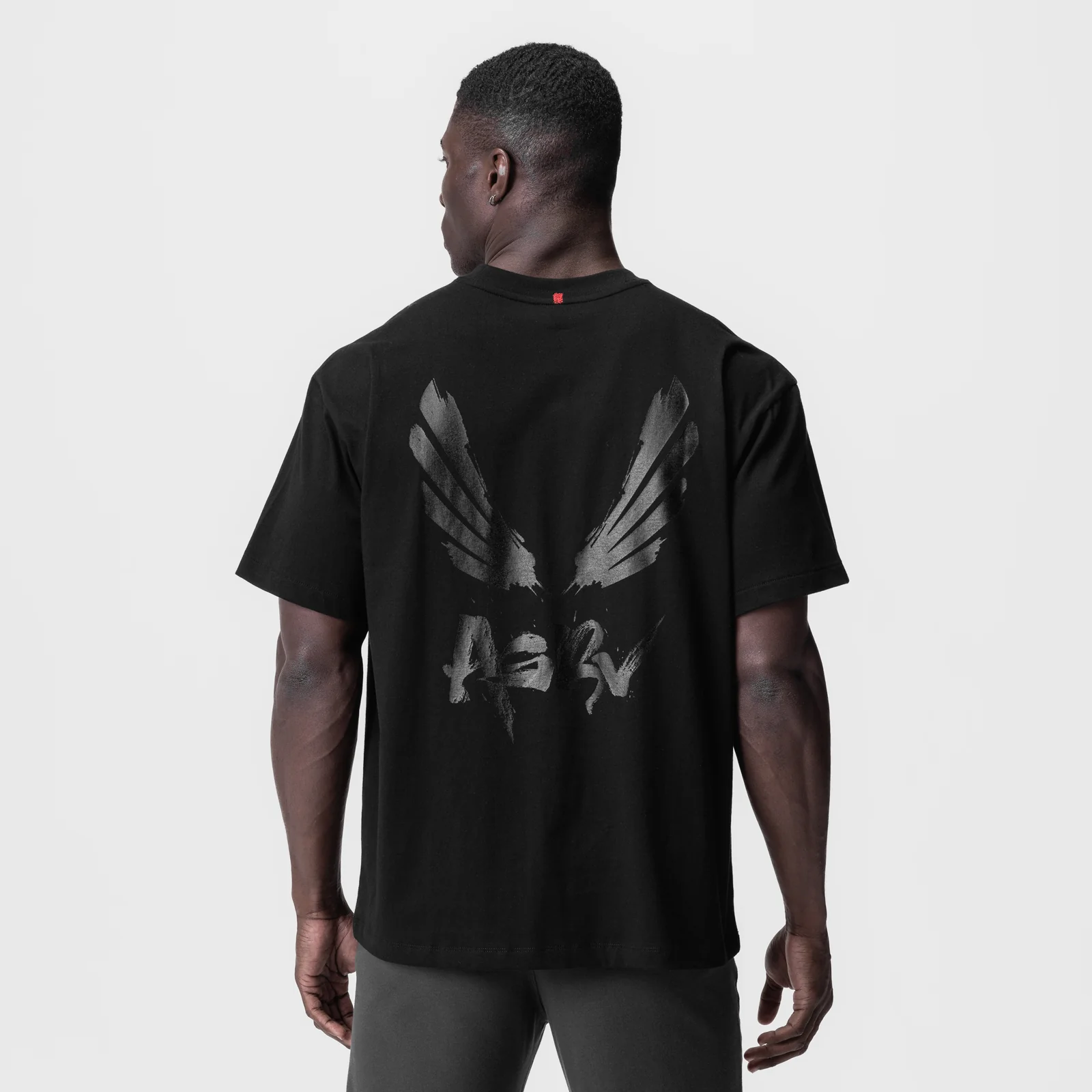 0797. Tech Essential™ Relaxed Tee - Black/Black "Brush Wings/ASRV" - Image 2