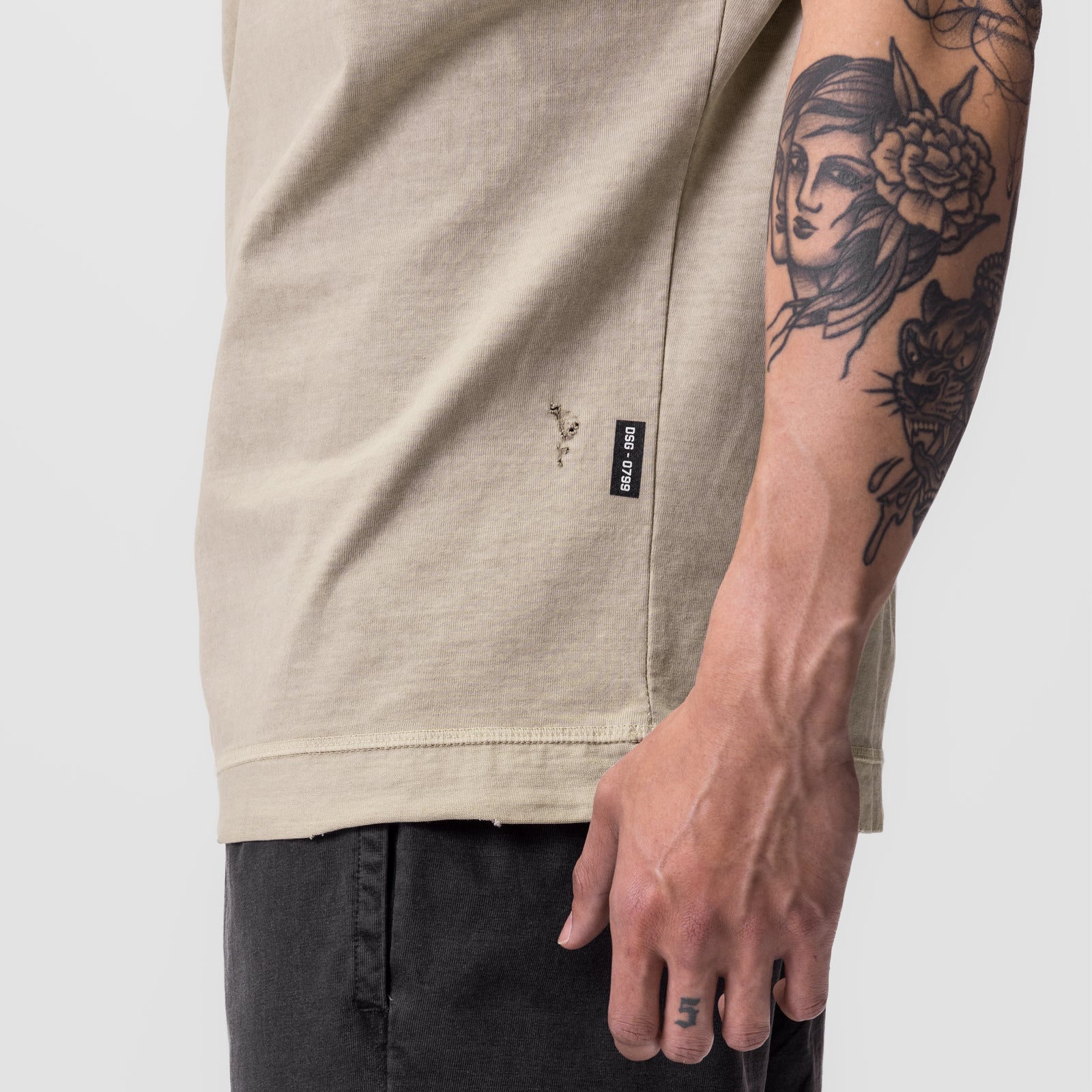 0799. Tech Essential™ Cutoff Hoodie - Faded Beige - Image 6