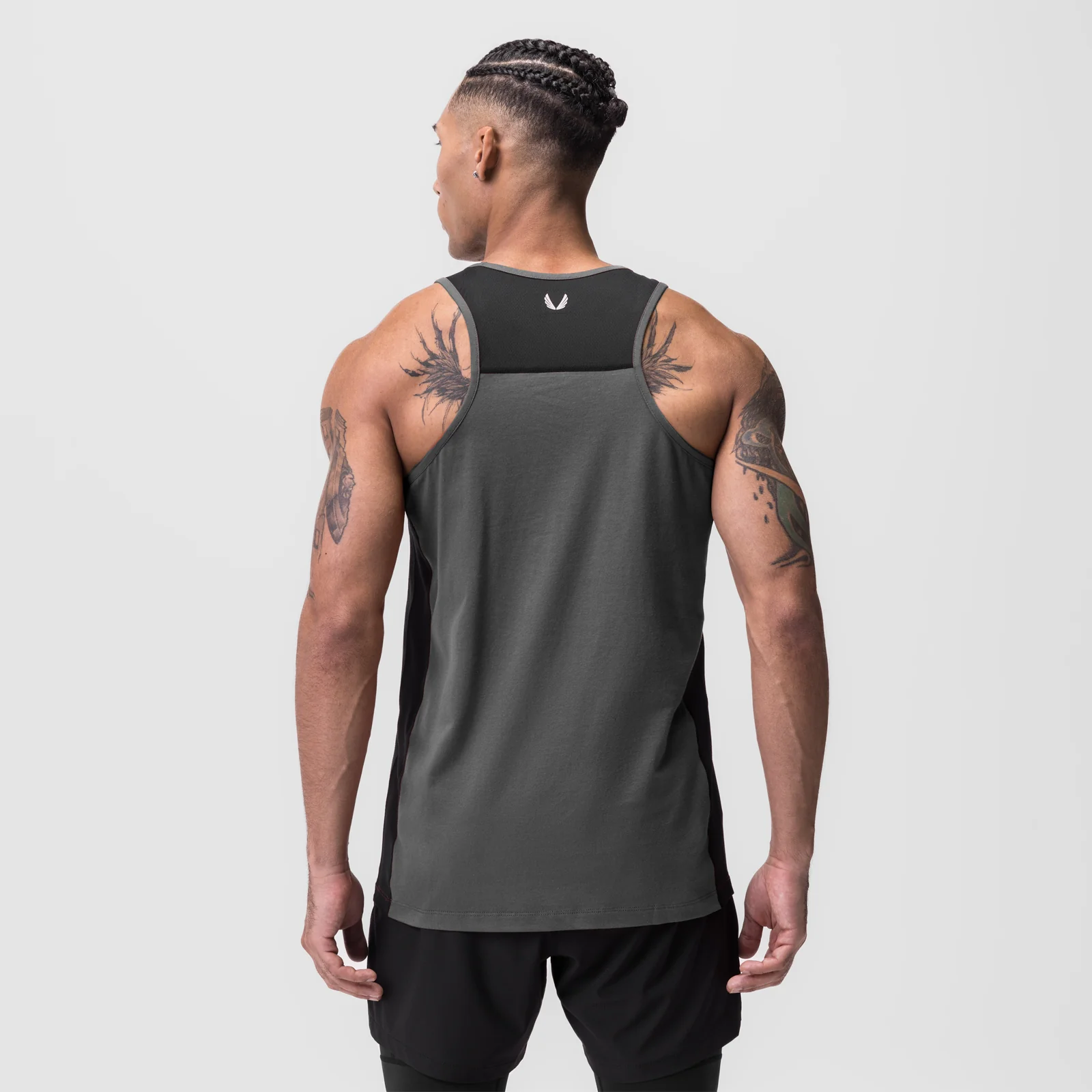 0809. Supima® Mesh Panel Training Singlet - Space Grey - Image 3