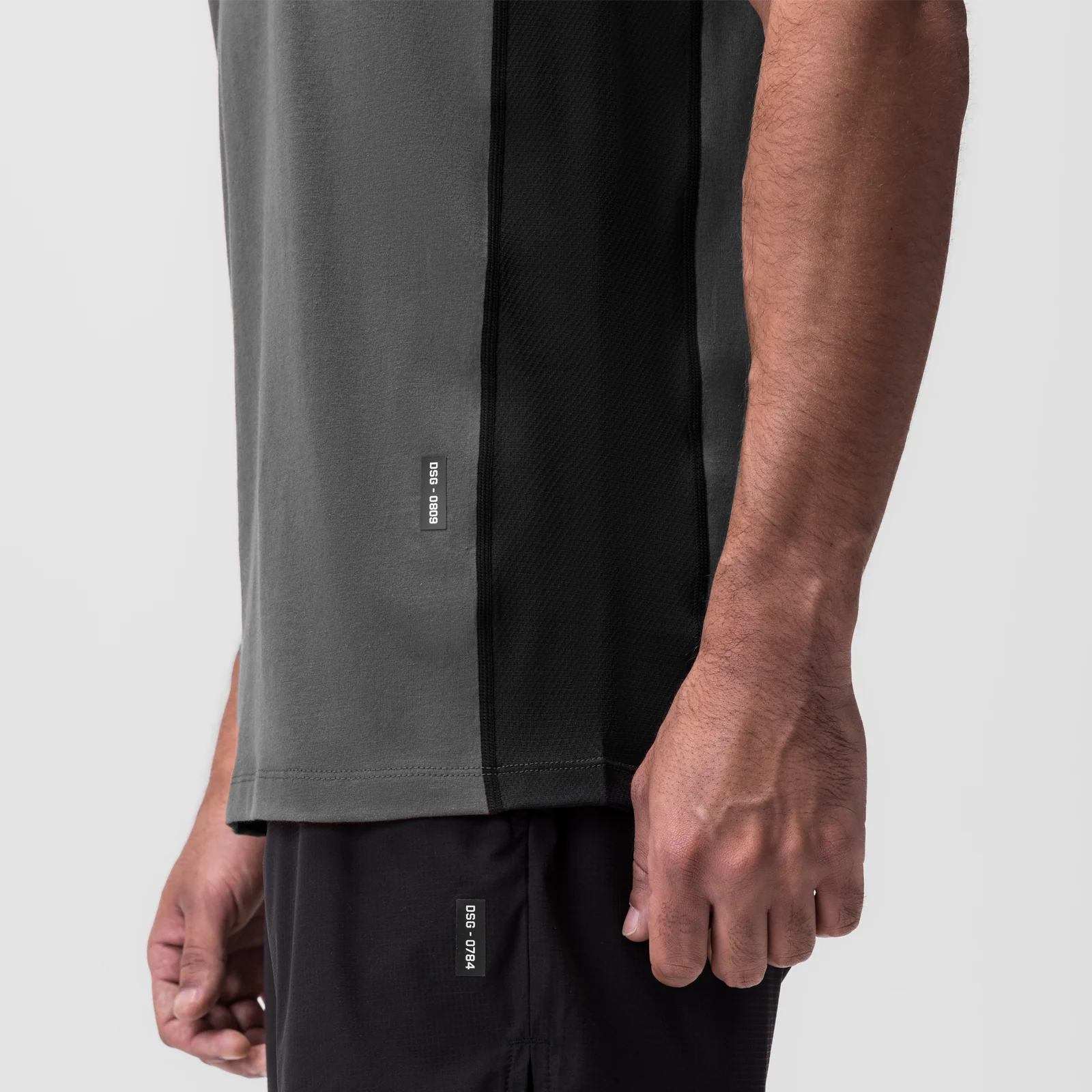 0809. Supima® Mesh Panel Training Singlet - Space Grey - Image 4