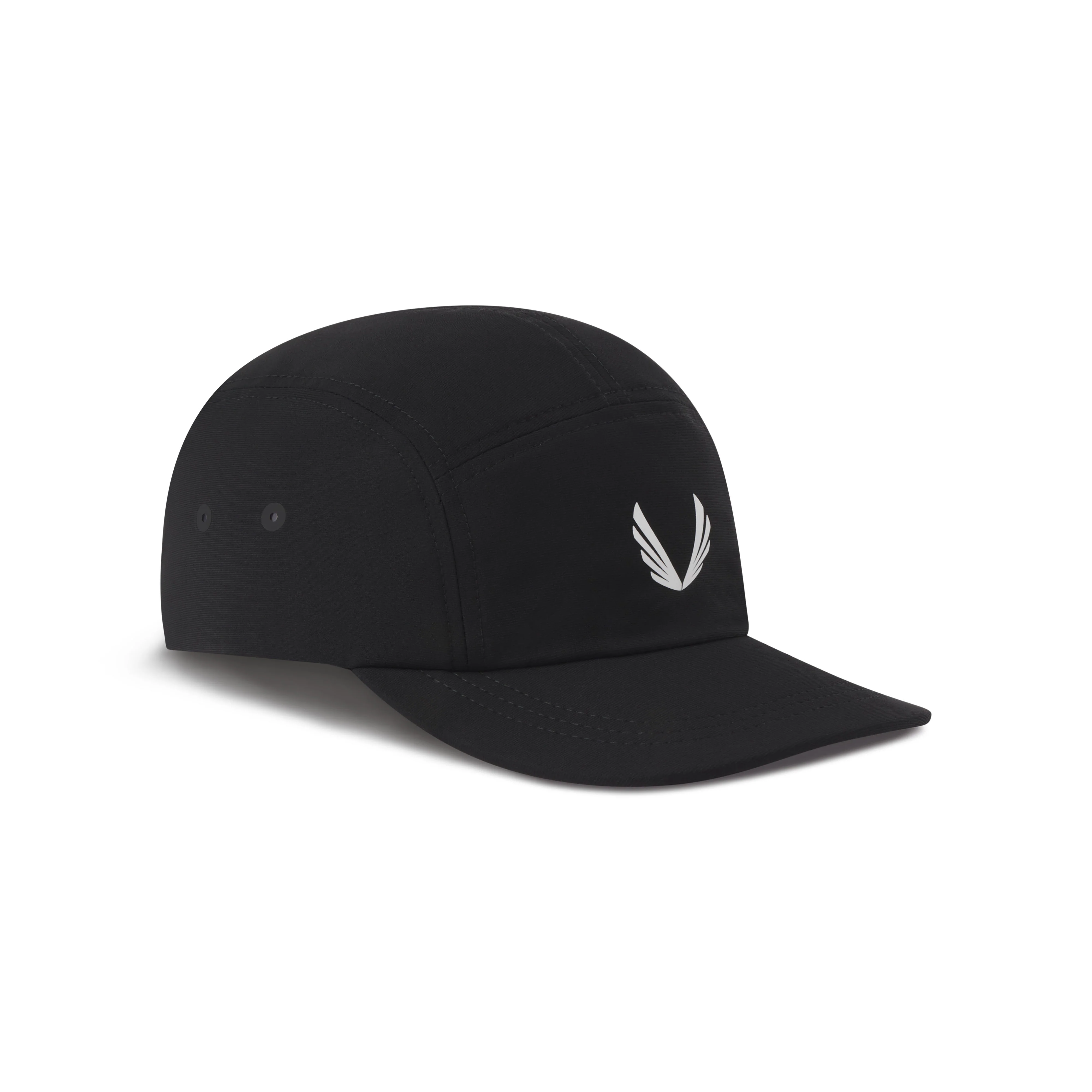 0814. Tetra-Lite® 5-Panel Run Cap - Black/White "Wings" - Image 2