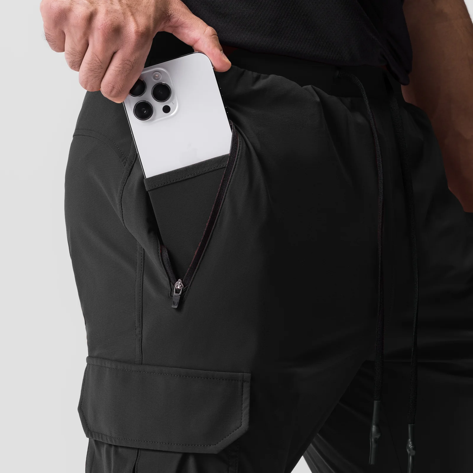 0825. Tetra-Lite® Cargo High Rib Jogger - Black "White Wings" - Image 5