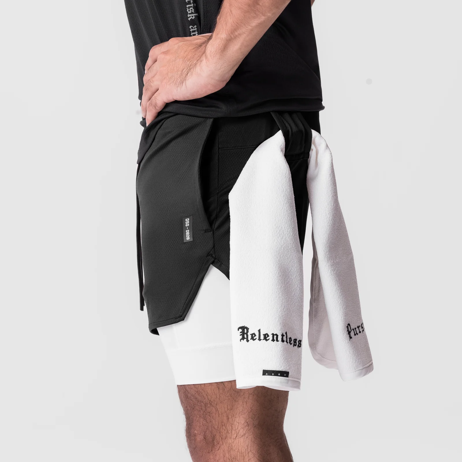 0828. AeroSilver® 5" Liner Short - Black "Wings"/White - Image 5