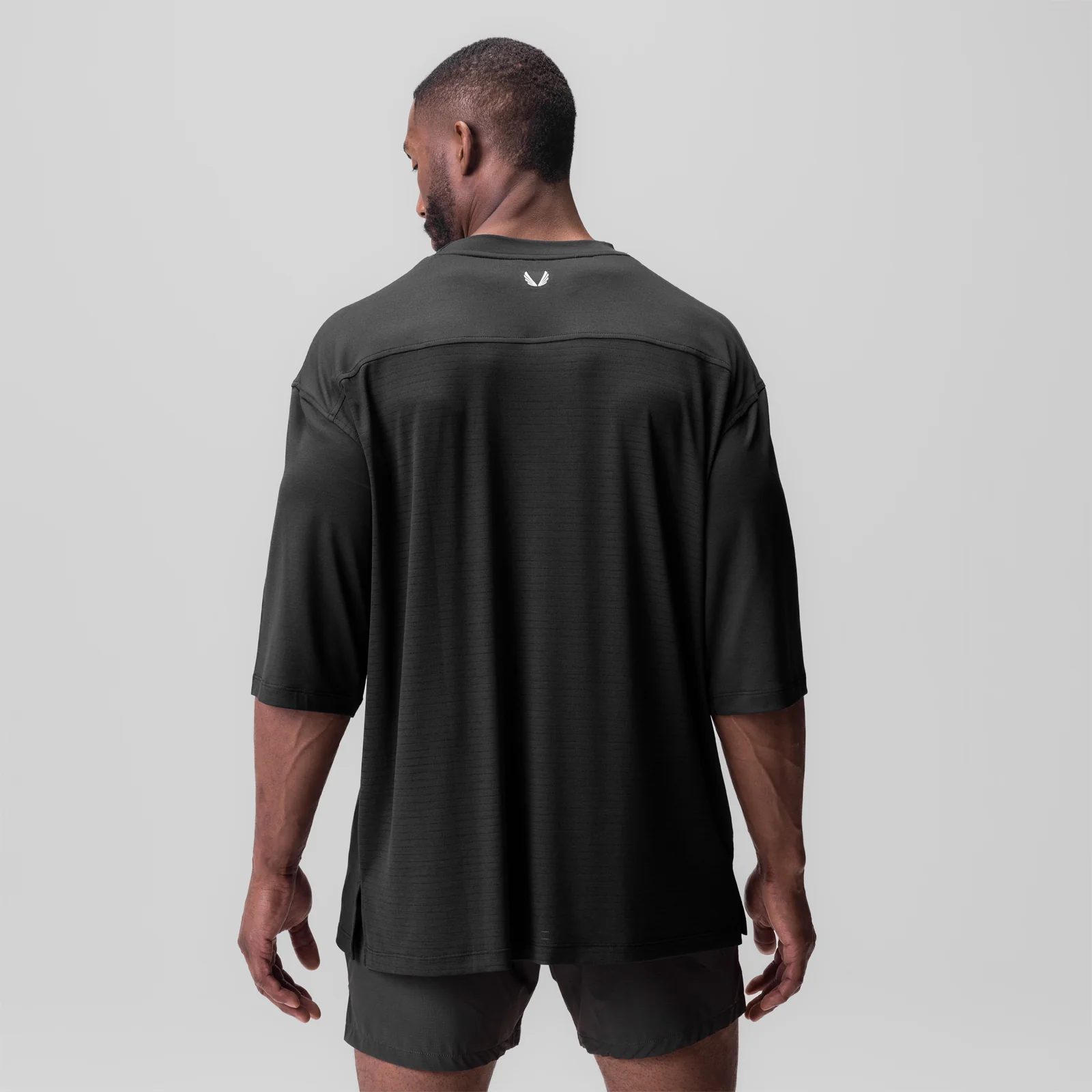 0841. 3D-Lite® 2.0 3/4-Sleeve Oversized Tee - Black "OTWR" - Image 3