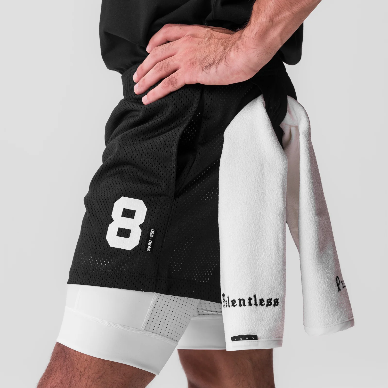 0848. SilverPlus™ Mesh 5" Liner Short - Black/White - Image 5