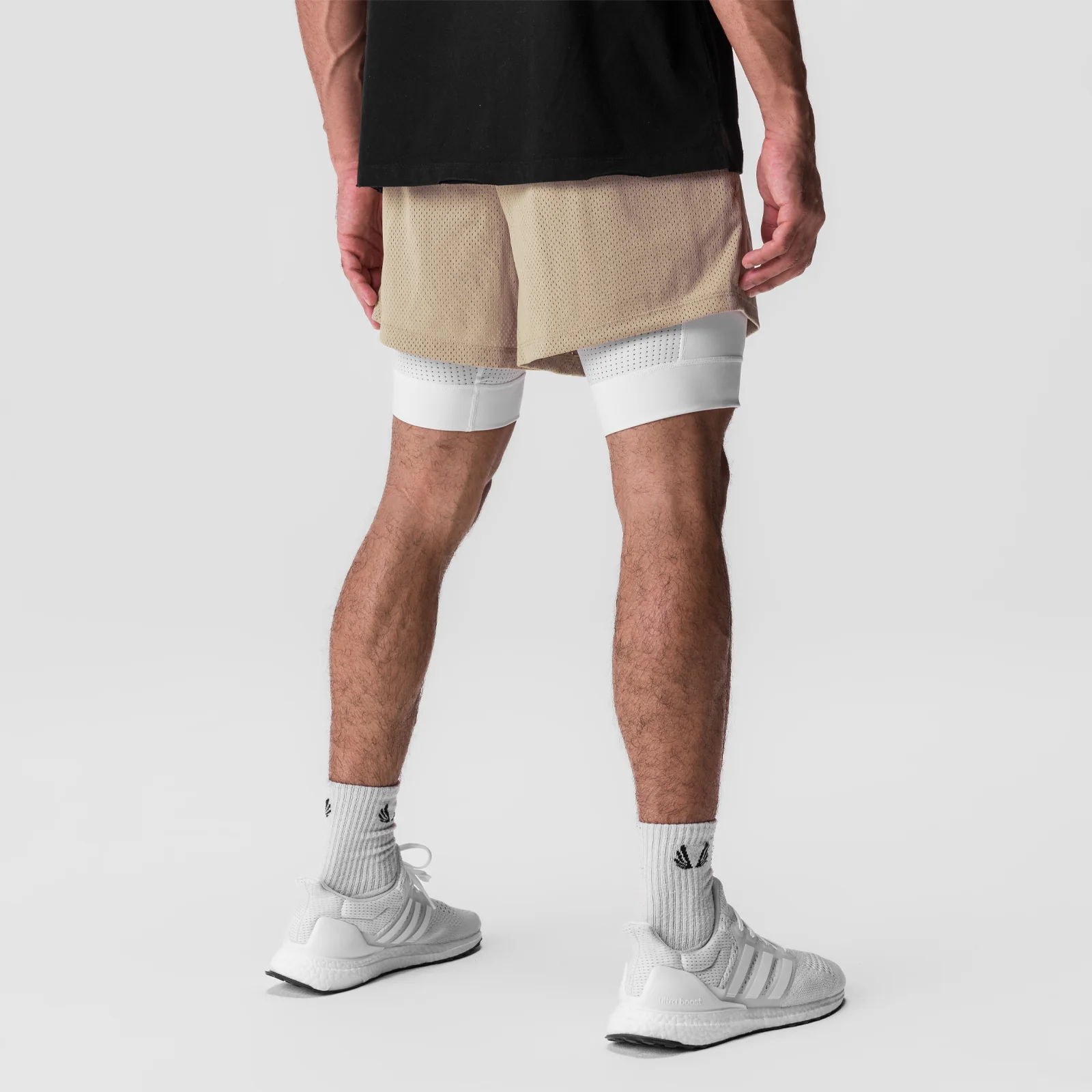 0848. SilverPlus™ Mesh 5" Liner Short - Khaki/White - Image 6