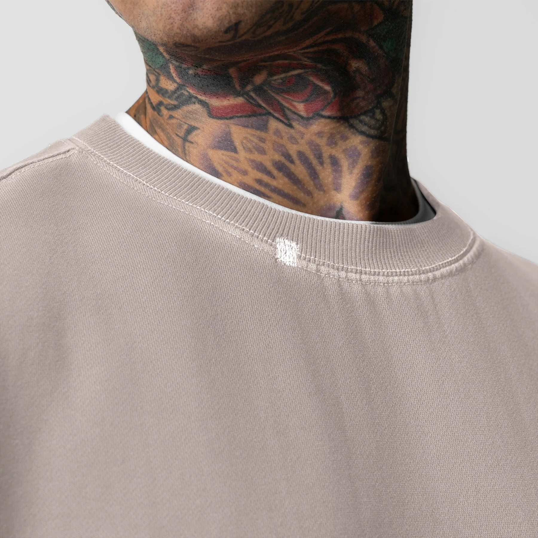 0861. Tech Essential™ Distressed Crewneck - Faded Chai - Image 3
