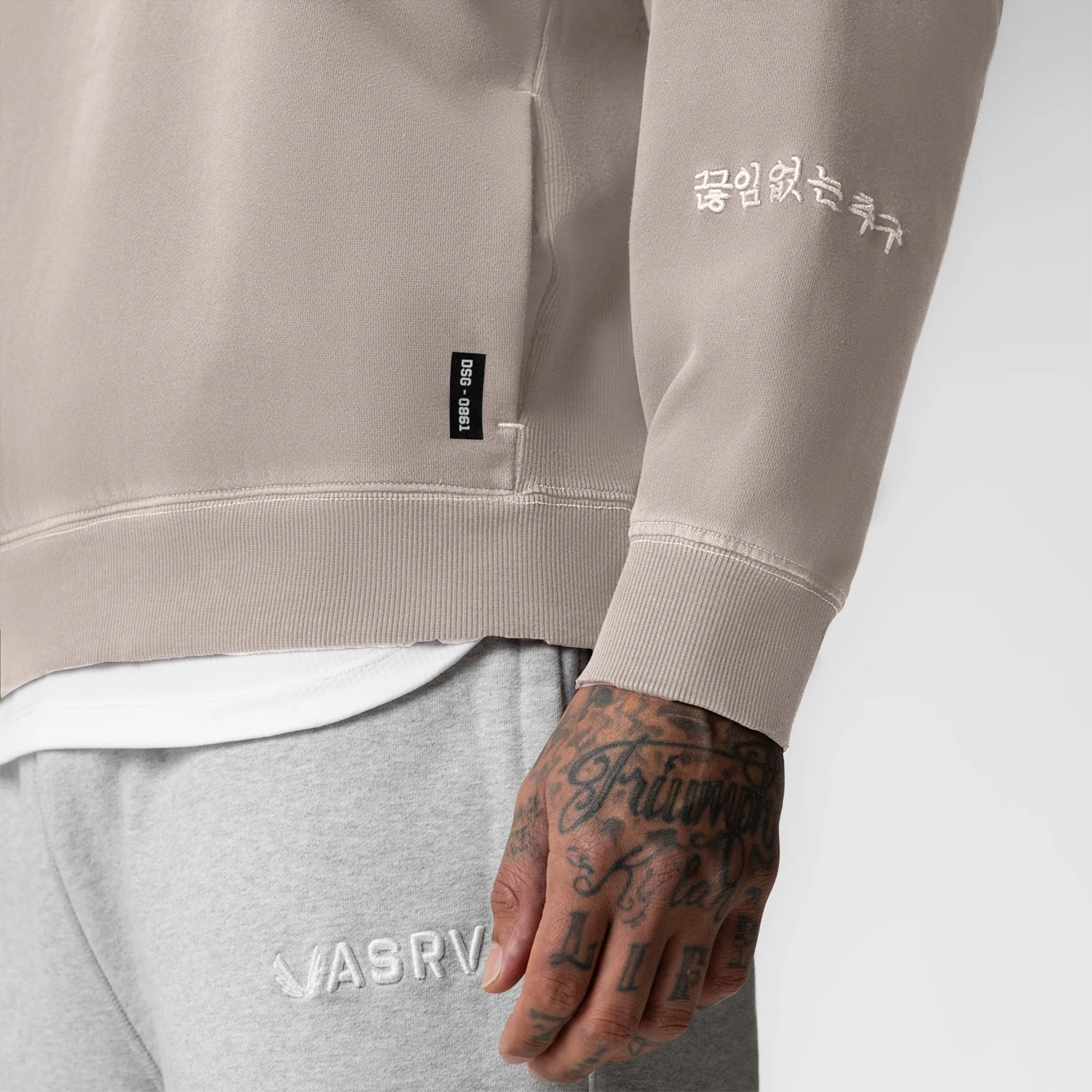 0861. Tech Essential™ Distressed Crewneck - Faded Chai - Image 4