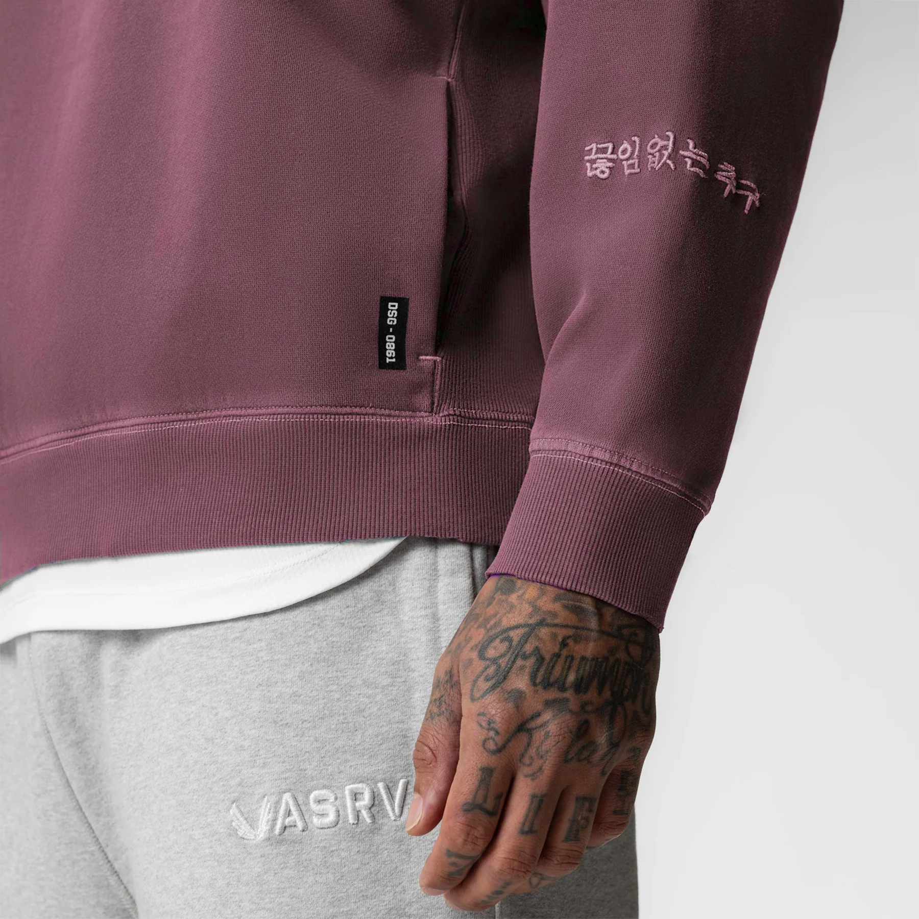 0861. Tech Essential™ Distressed Crewneck - Faded Crimson - Image 3