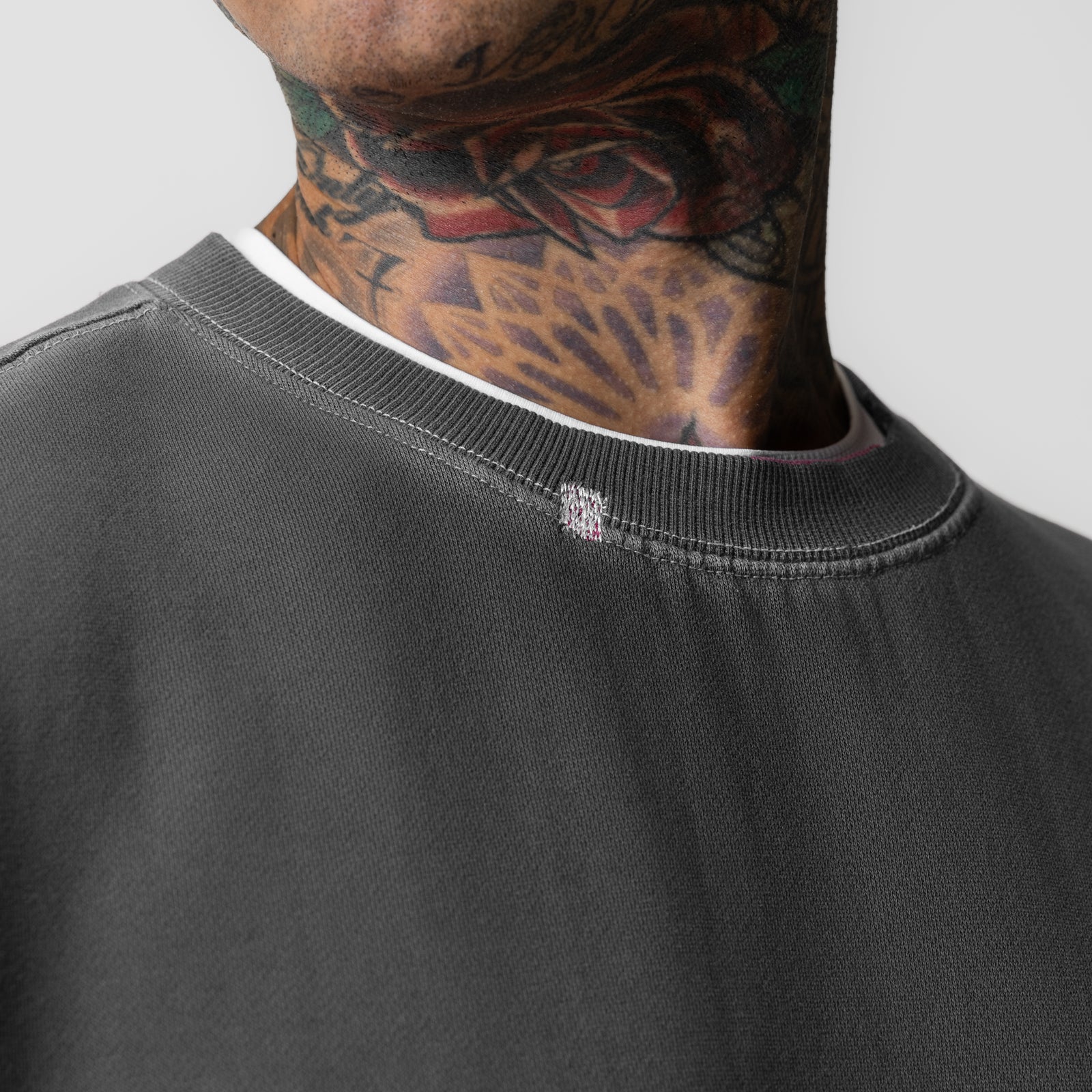 0861. Tech Essential™ Distressed Crewneck - Faded Grey - Image 5