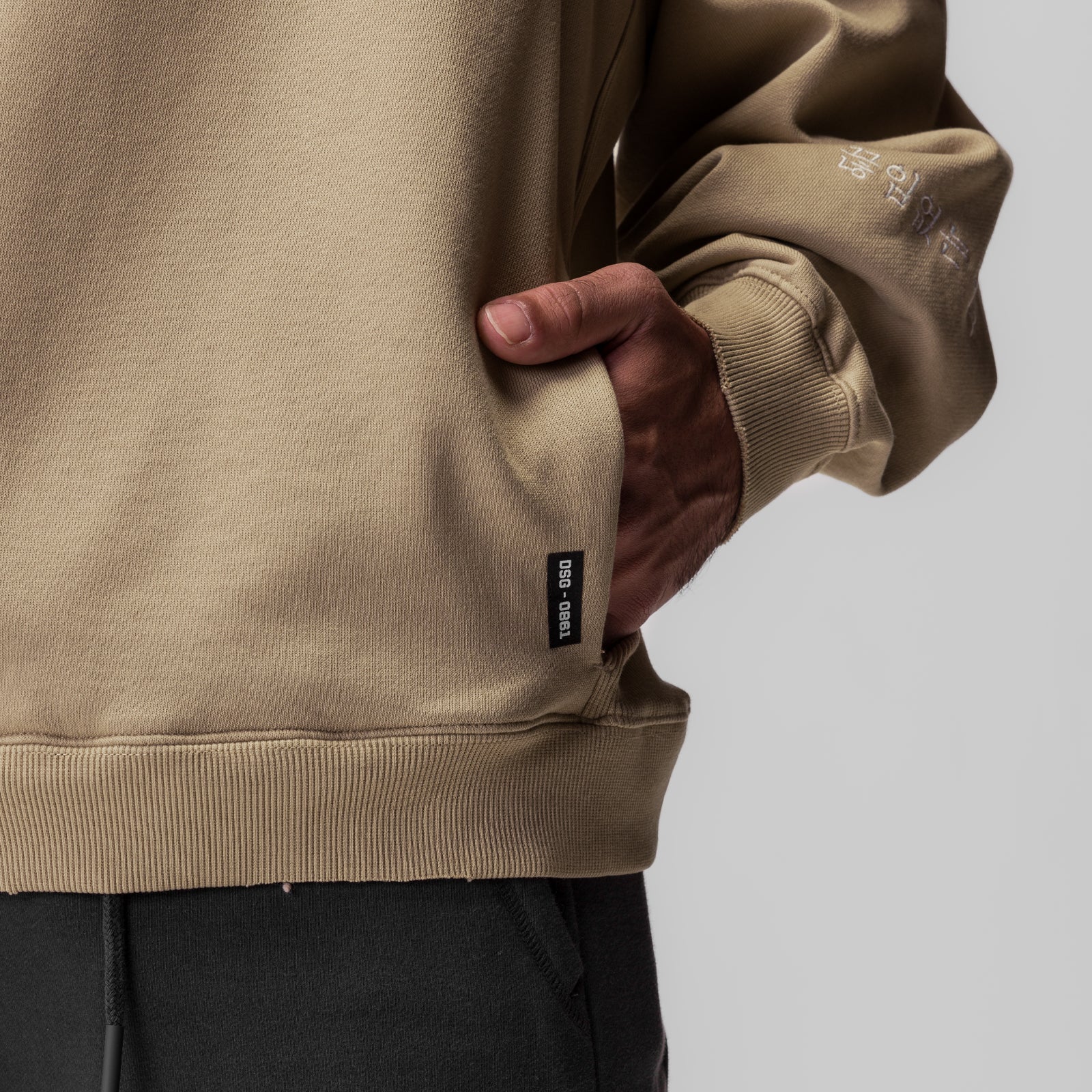 0861. Tech Essential™ Distressed Crewneck - Khaki - Image 4