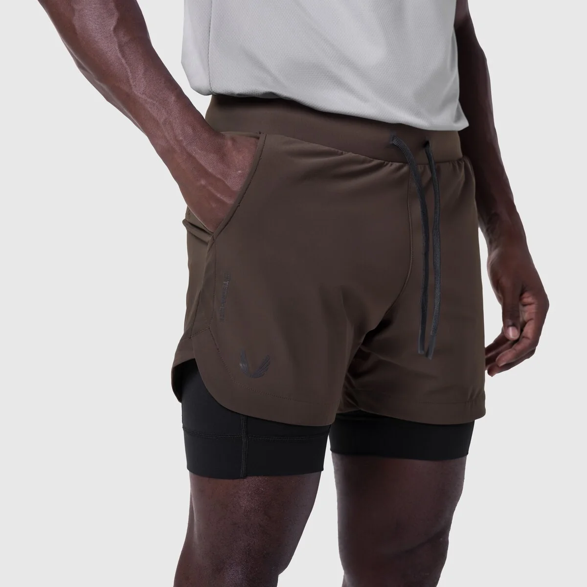 0865. Tetra-Lite® 5" Liner Short - Dark Earth "Wings"/Black - Image 3