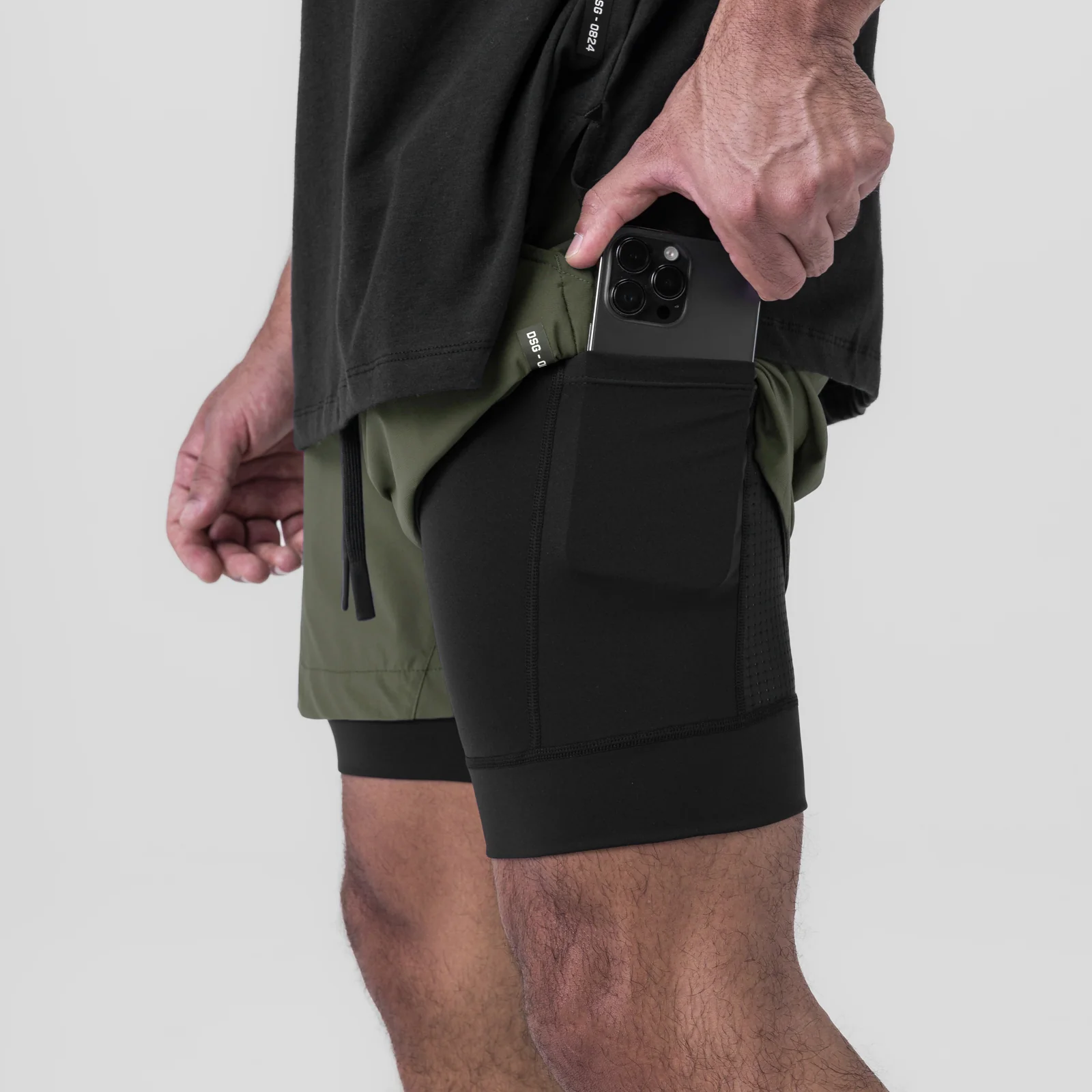 0865. Tetra-Lite® 5" Liner Short - Olive "Wings"/Black - Image 4