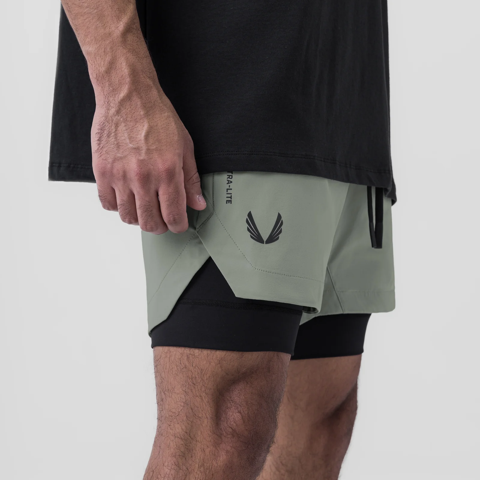 0865. Tetra-Lite® 5" Liner Short - Sage "Wings"/Black - Image 3