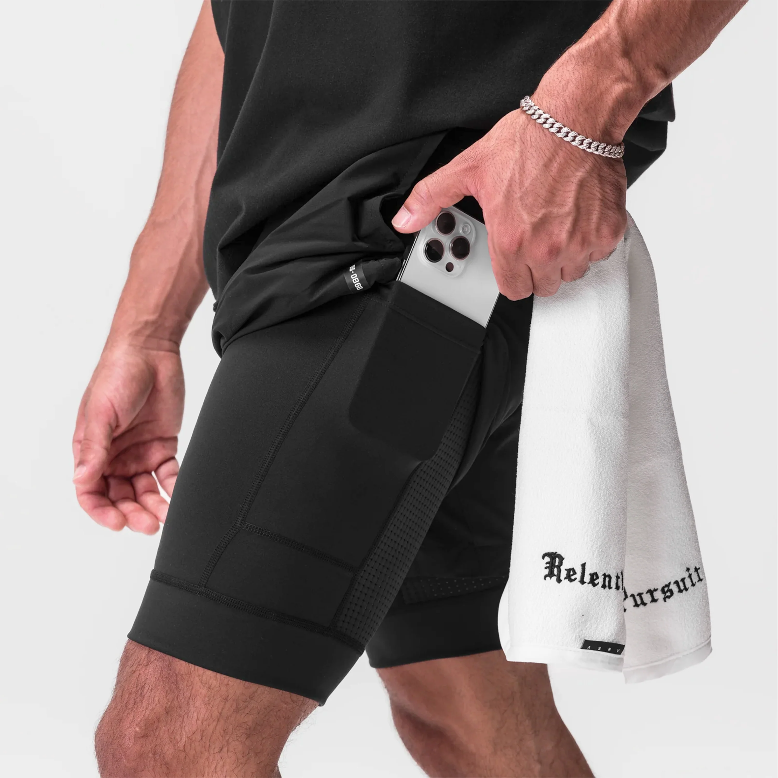 0866. Tetra-Lite® 7" Liner Short - Black "RP"/Black - Image 3