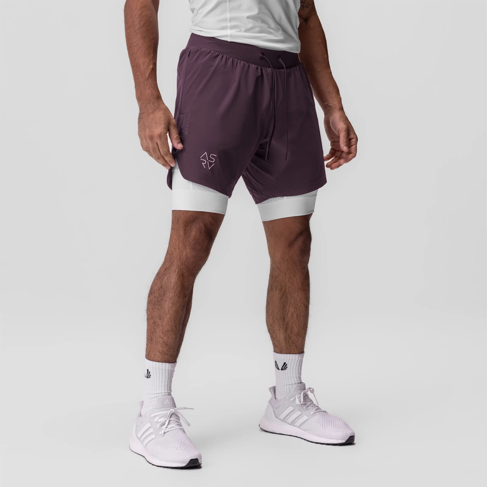0866. Tetra-Lite® 7" Liner Short - Deep Purple "Cyber"/White - Image 2