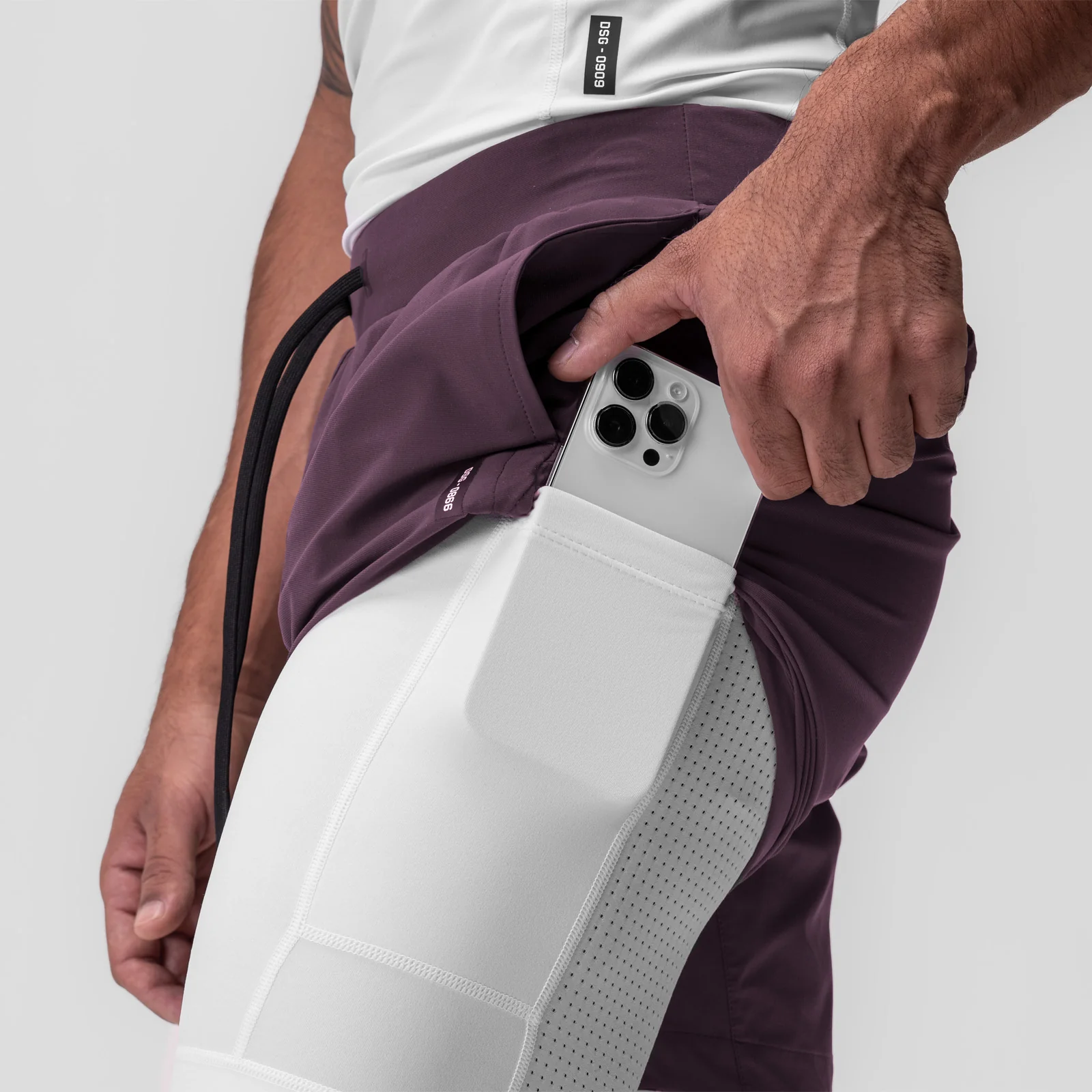 0866. Tetra-Lite® 7" Liner Short - Deep Purple "Cyber"/White - Image 4