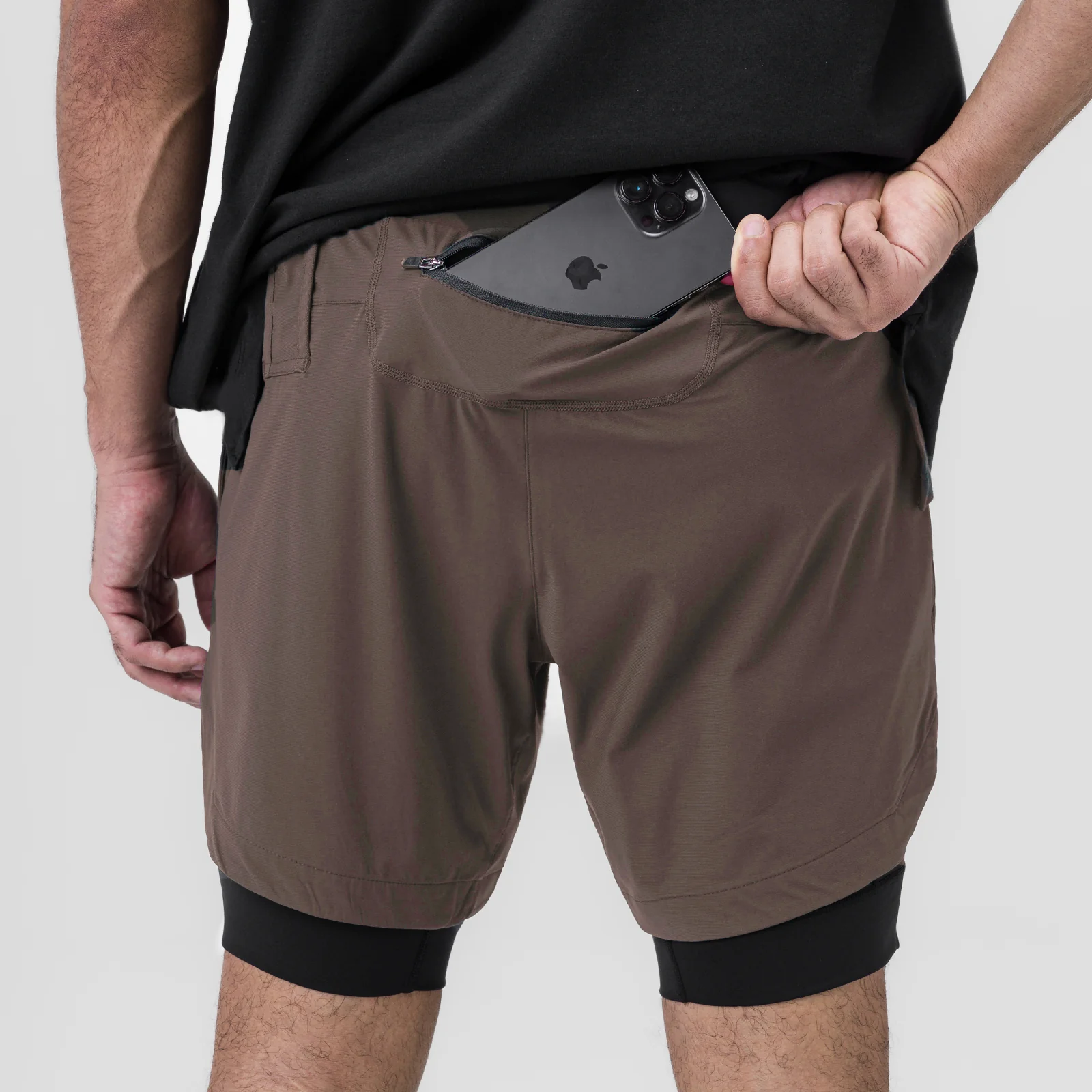 0866. Tetra-Lite® 7" Liner Short - Deep Taupe "ASRV"/Black - Image 3