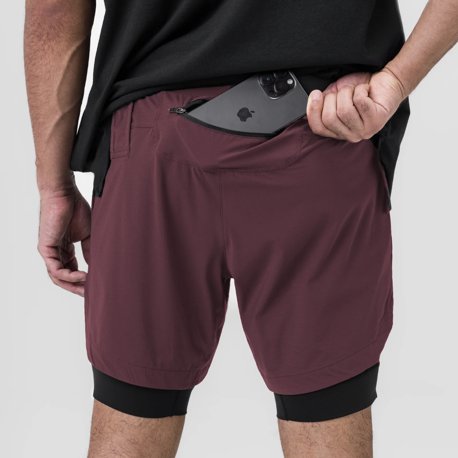 0866. Tetra-Lite® 7" Liner Short - Plum "ASRV"/Black - Image 3