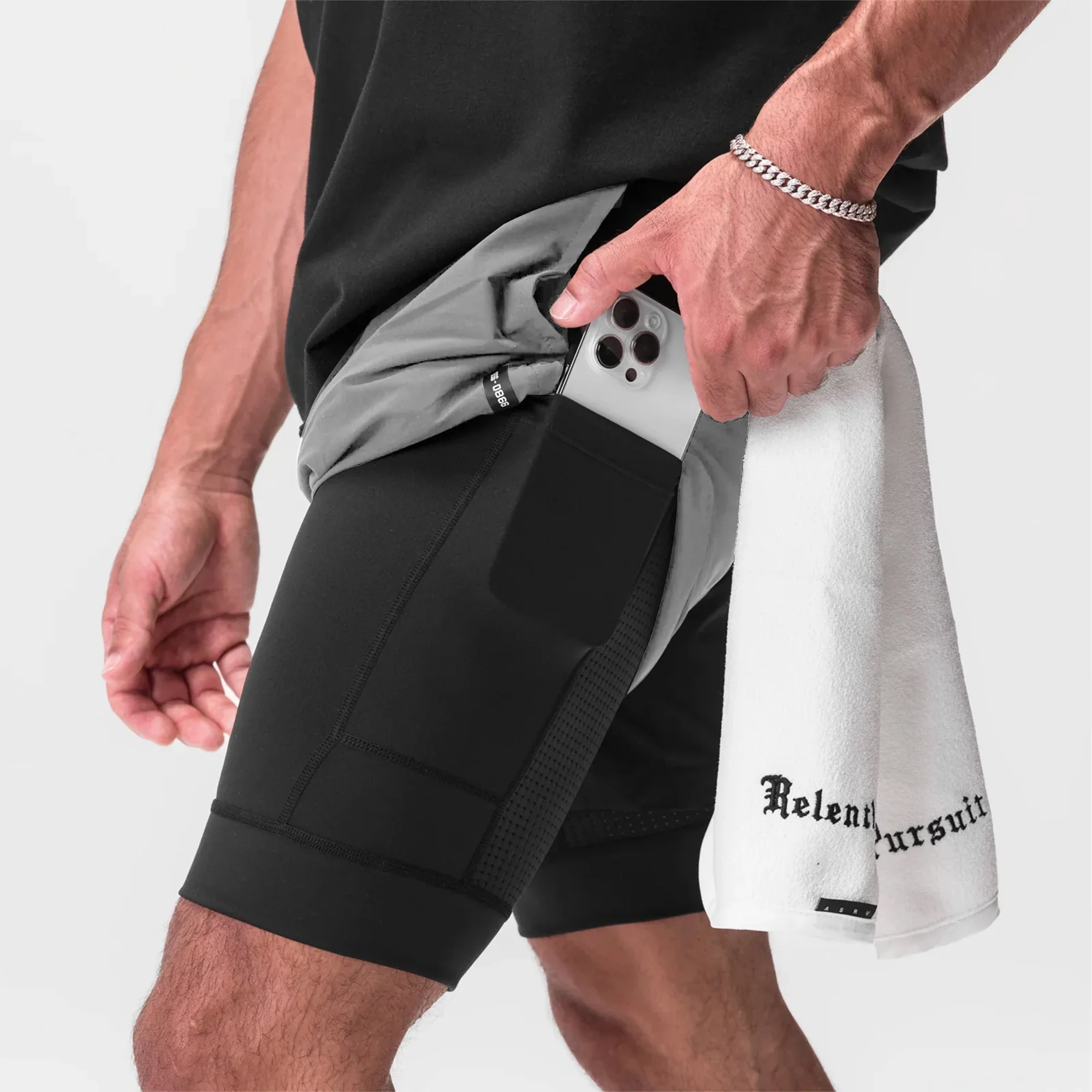 0866. Tetra-Lite® 7" Liner Short - Slate Grey "Wings"/Black - Image 3