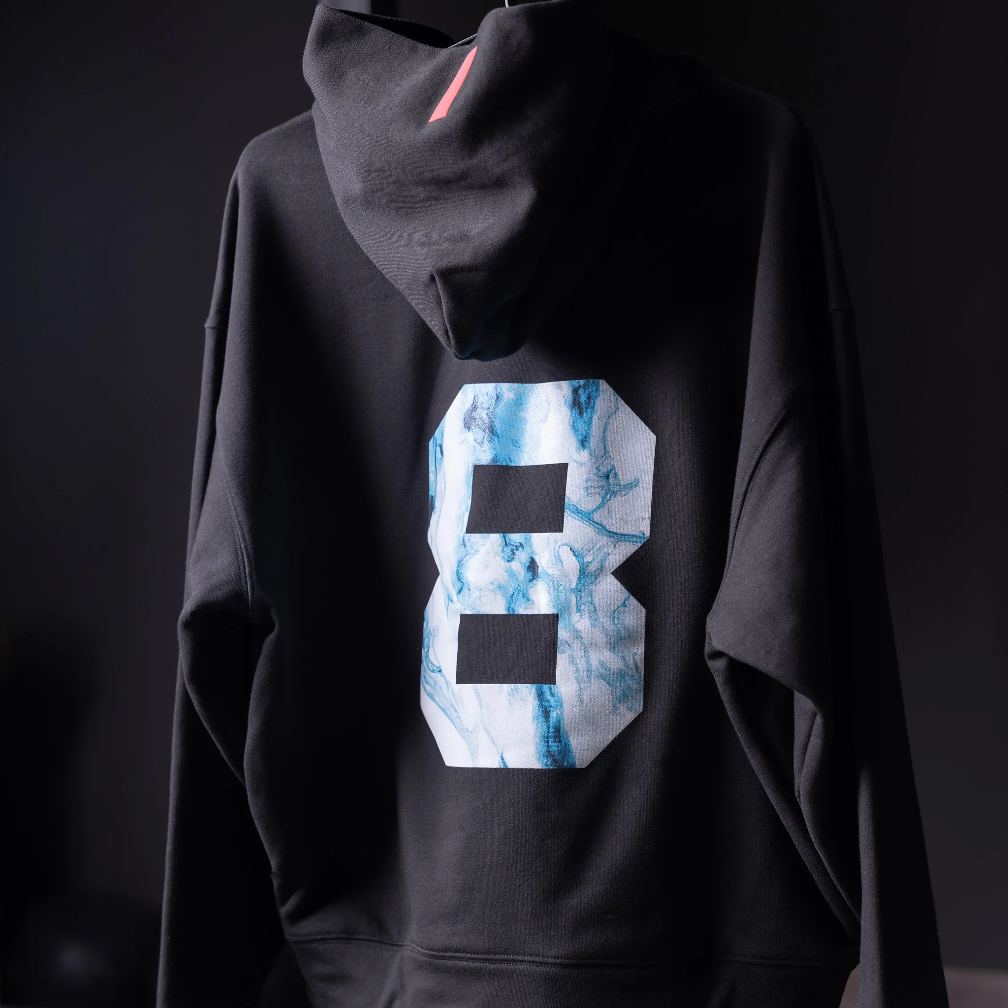 0874. Tech-Terry™ Zip Pocket Hoodie - Black "Marble 8" - Image 3
