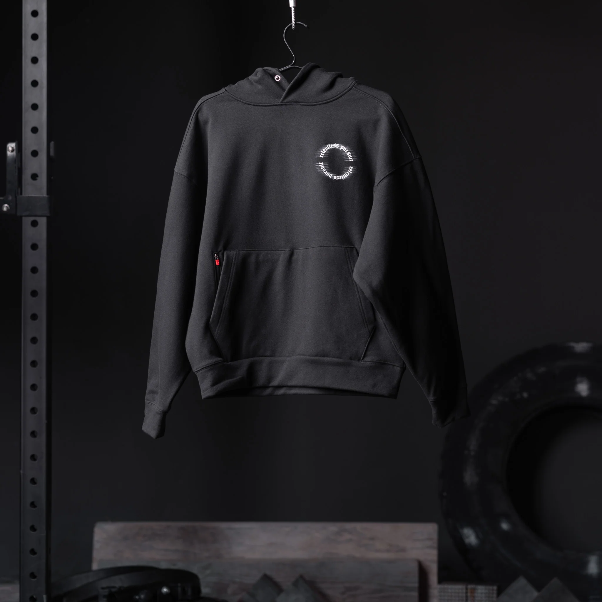 0874. Tech-Terry™ Zip Pocket Hoodie - Black "RP Blur" - Image 2