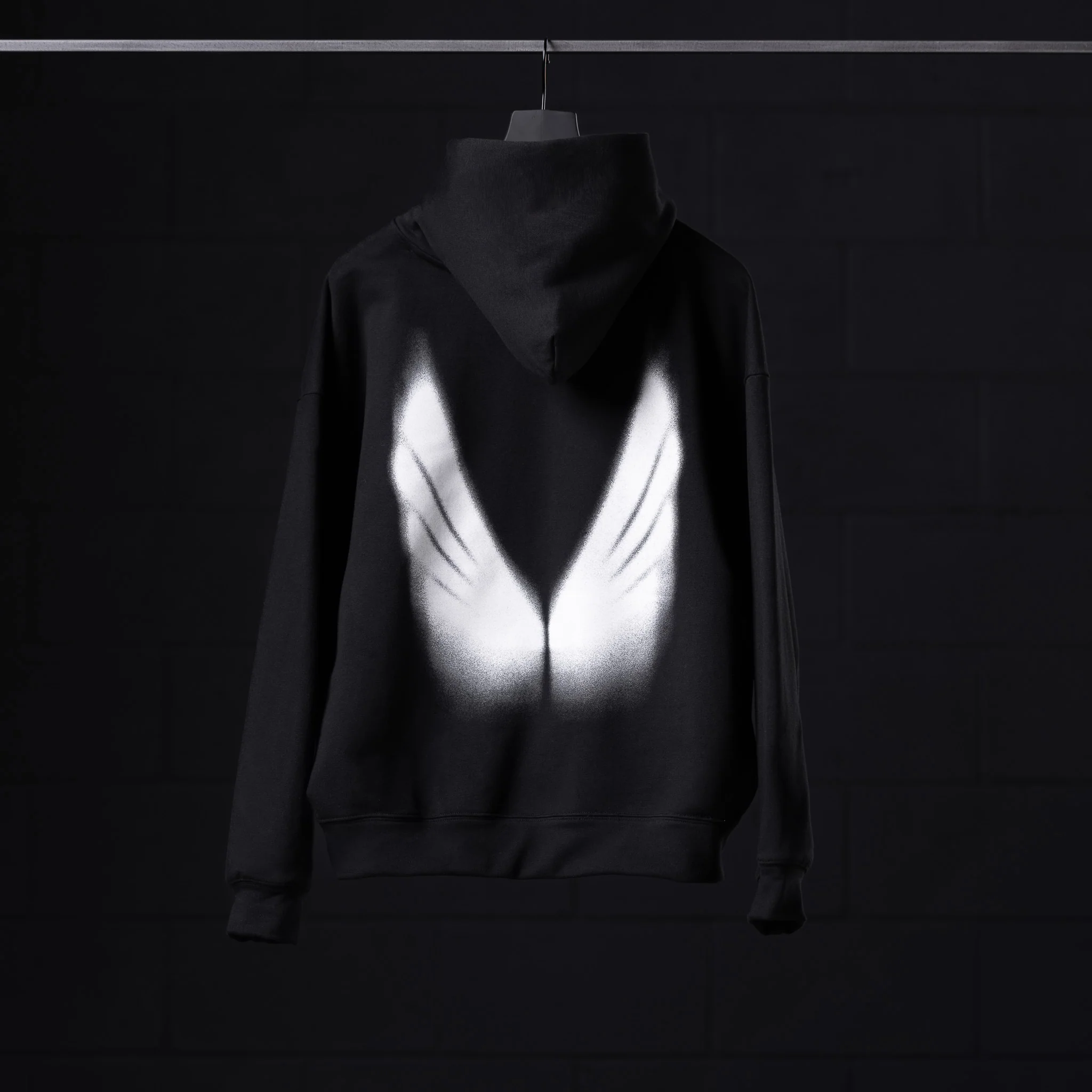 0874. Tech-Terry™ Zip Pocket Hoodie - Black "Signal Lost" - Image 3