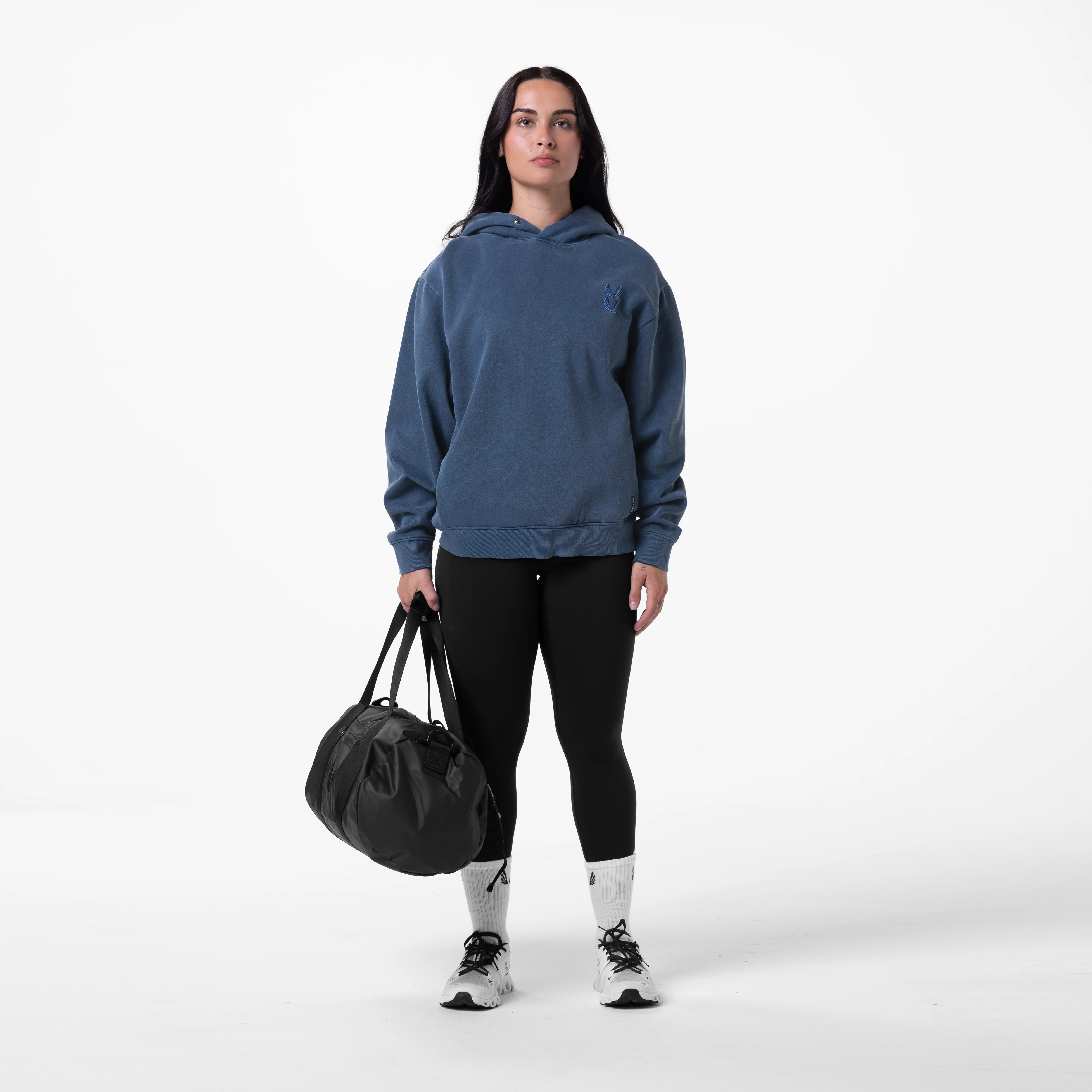 0920. Tech Essential™ Distressed Hoodie - Faded Navy - Image 4