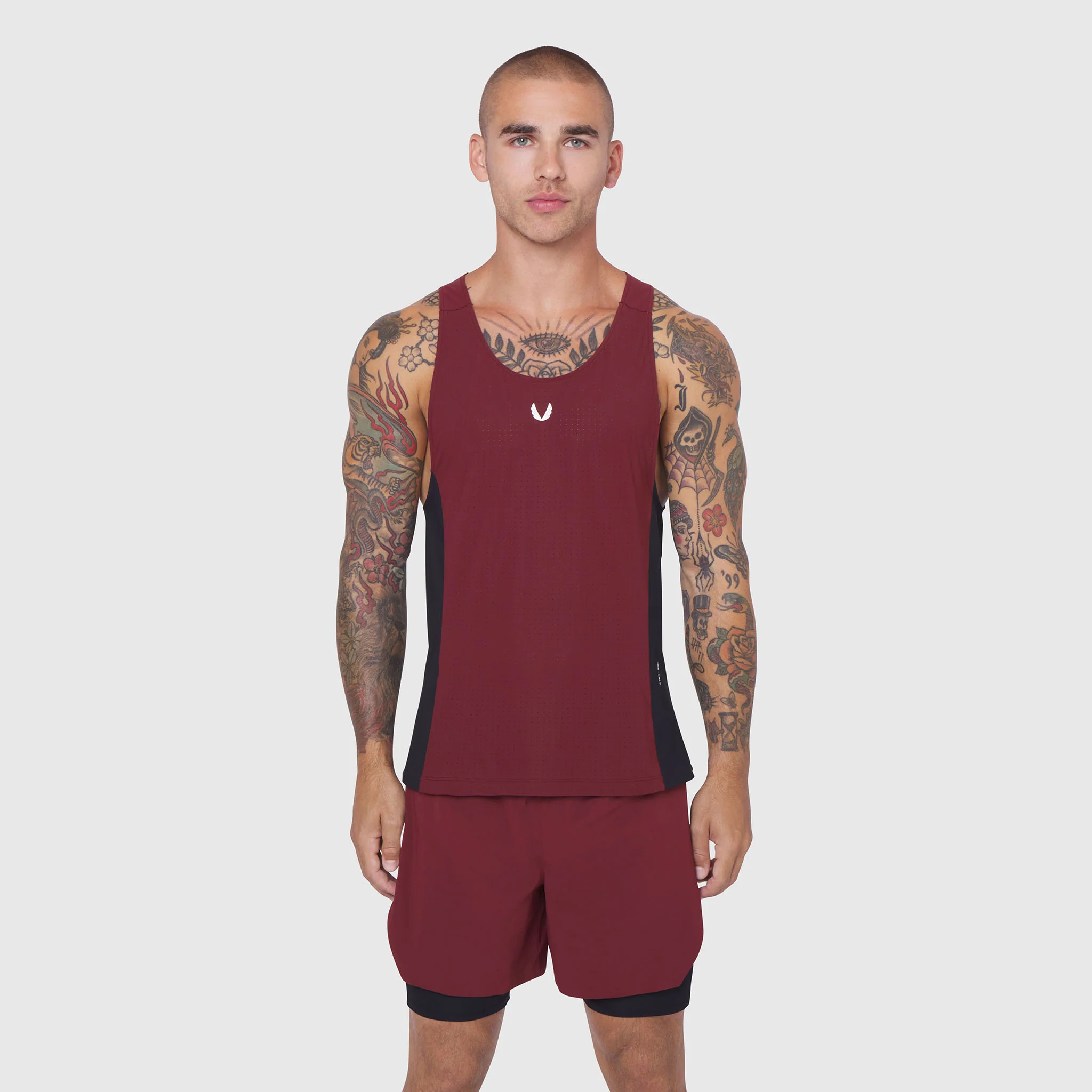 0949. Laser-Vent™ Singlet Tank - Crimson/Black - Image 6