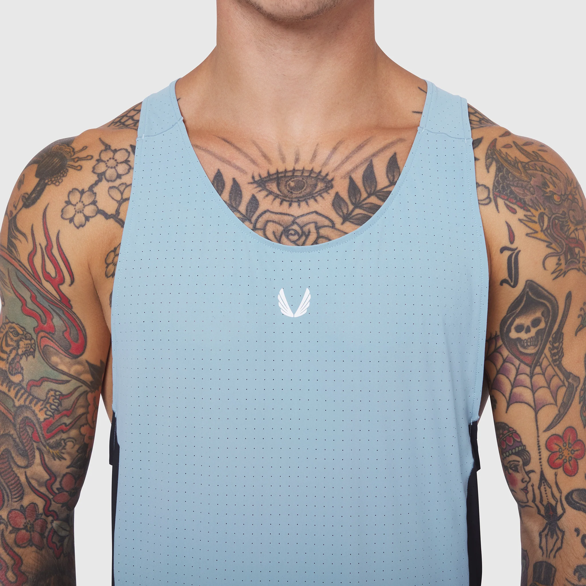 0949. Laser-Vent™ Singlet Tank - Light Sky/Black - Image 4