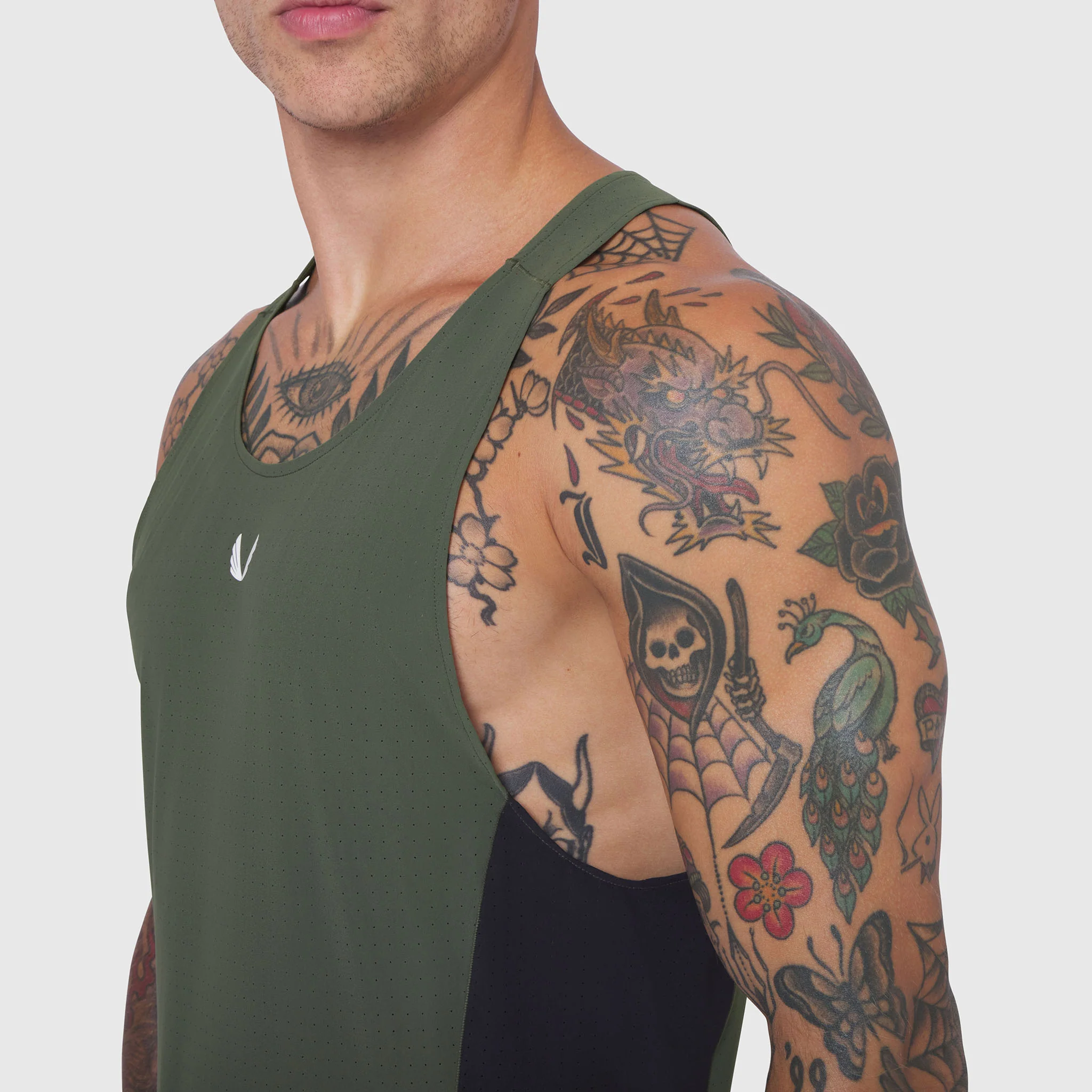 0949. Laser-Vent™ Singlet Tank - Olive/Black - Image 5
