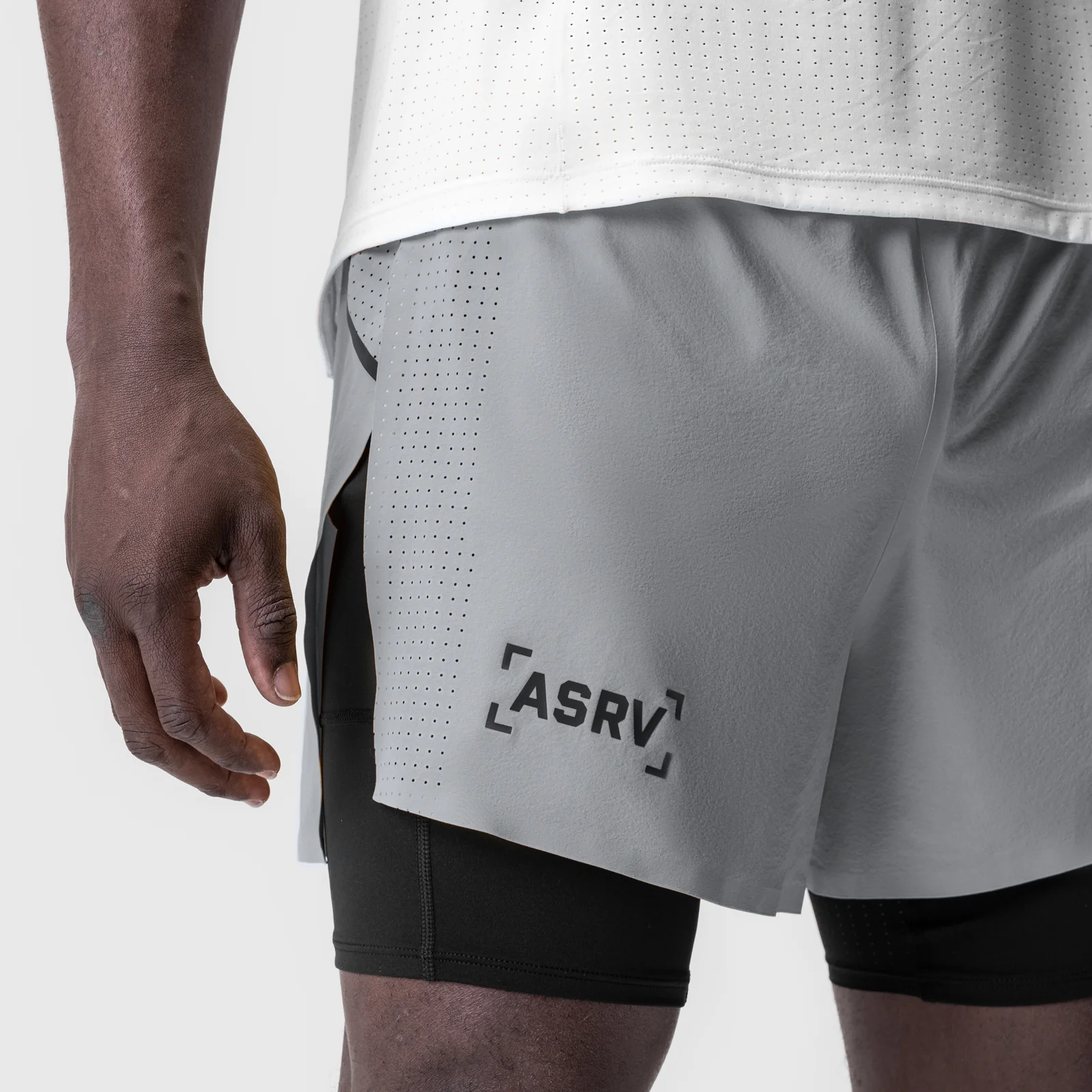 0951. Aerotex™ 4" High Split Liner Short - Slate Grey - Image 4