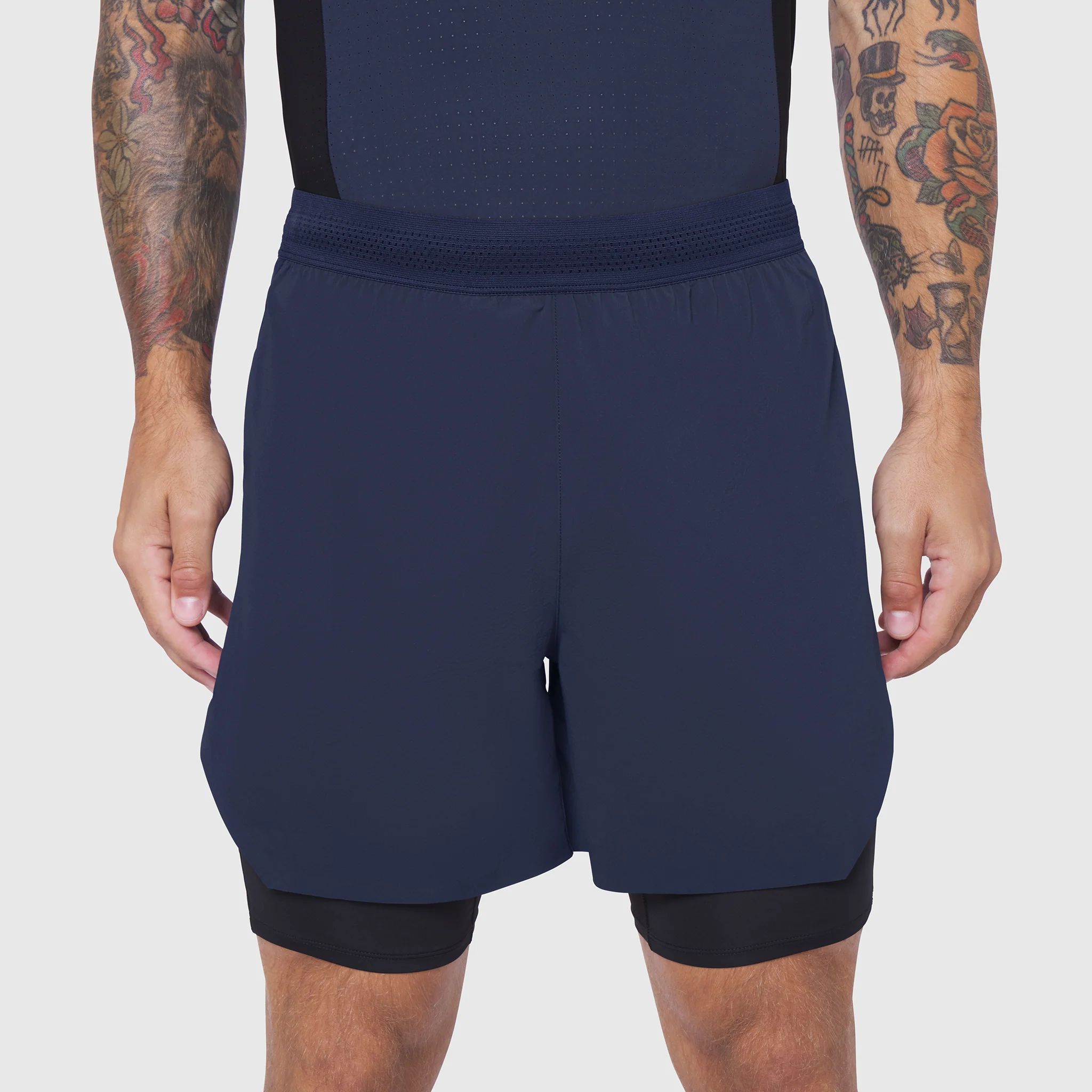 0953. Aerotex™ Hybrid Liner Short - Navy/Black - Image 6