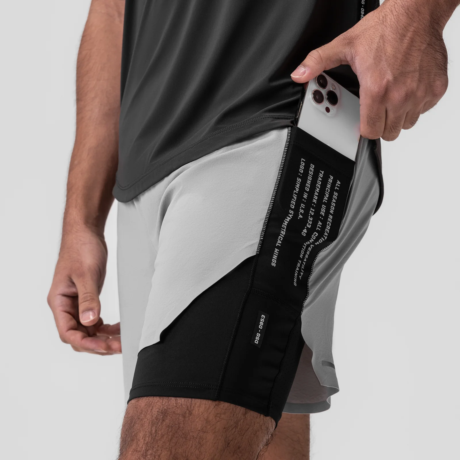 0953. Aerotex™ Hybrid Liner Short - Slate Grey/Black - Image 4