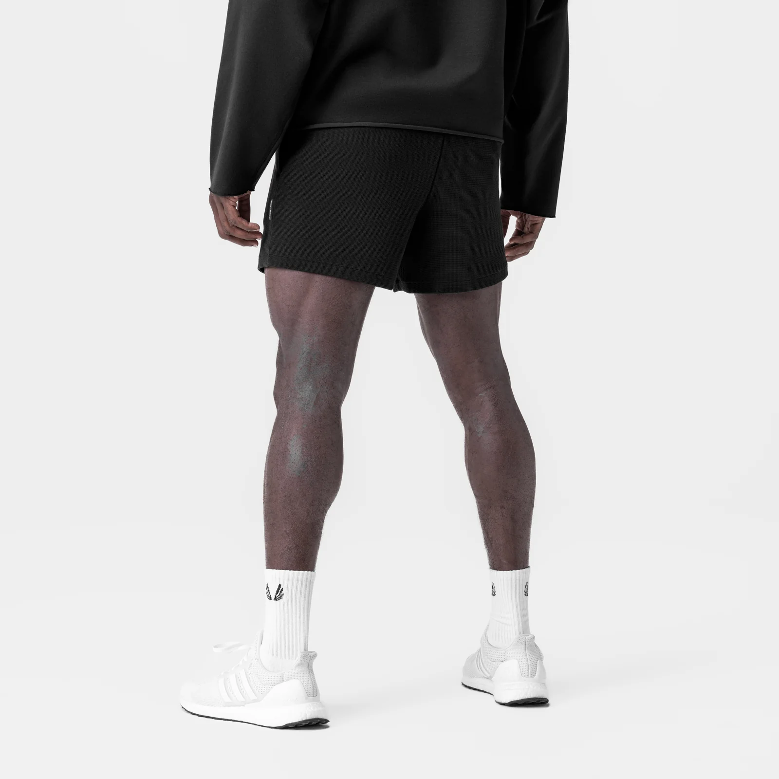0954. Waffle Knit Sweat Short - Black - Image 3