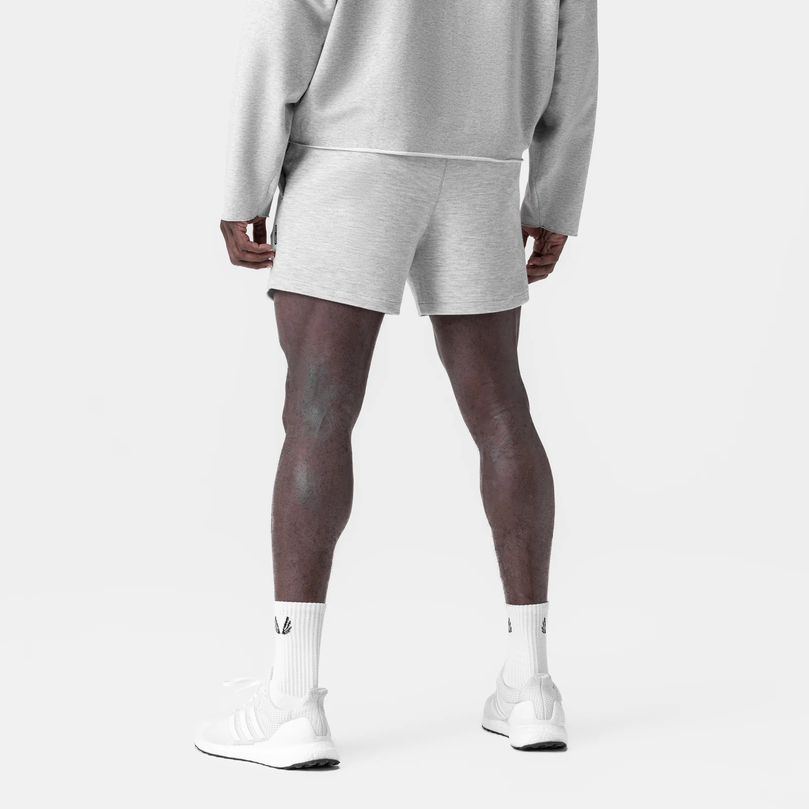 0954. Waffle Knit Sweat Short - Heather Grey - Image 3