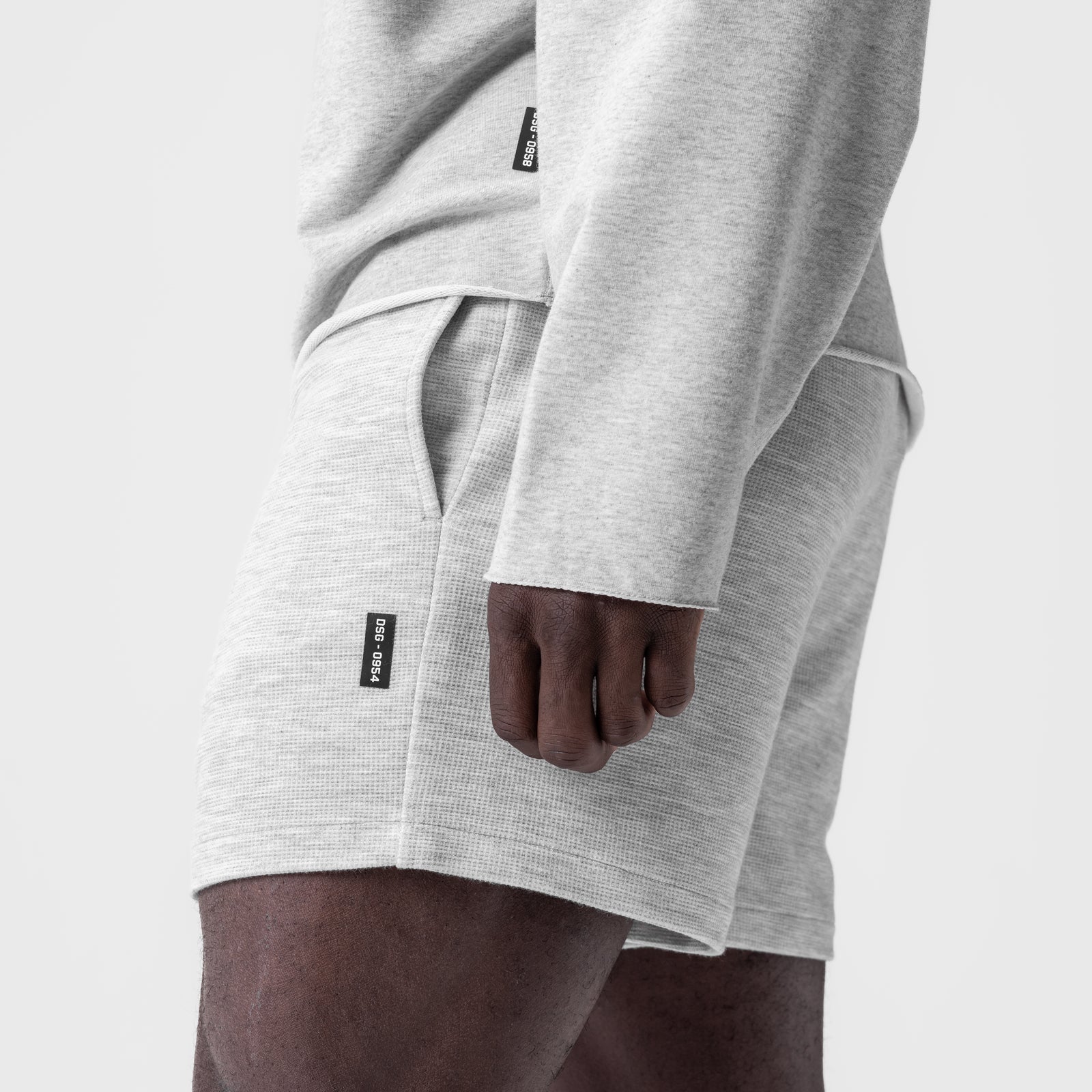 0954. Waffle Knit Sweat Short - Heather Grey - Image 5