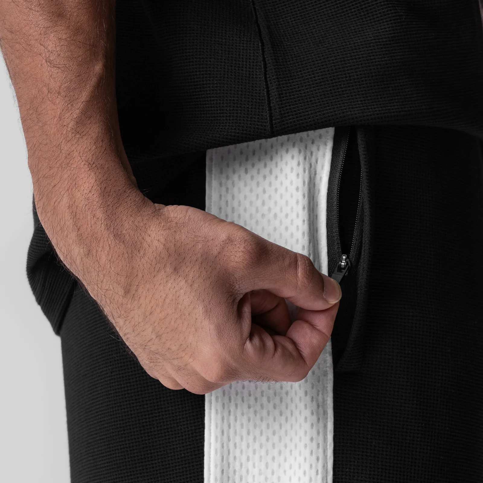 0957. Waffle Knit Relaxed Sweatpant - Black/White - Image 5