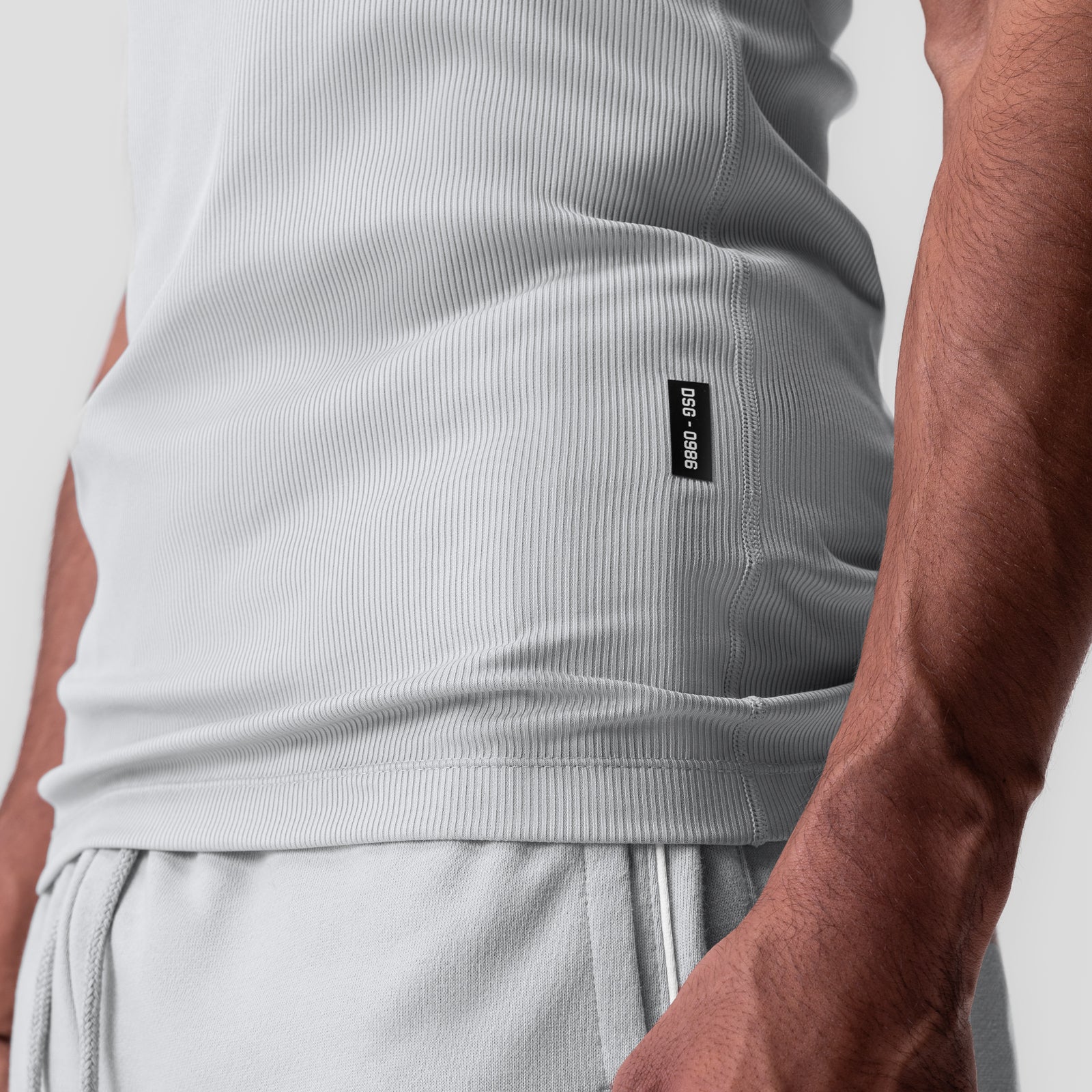 0986. Creora® Tech Ribbed Tank - Light Grey - Image 5